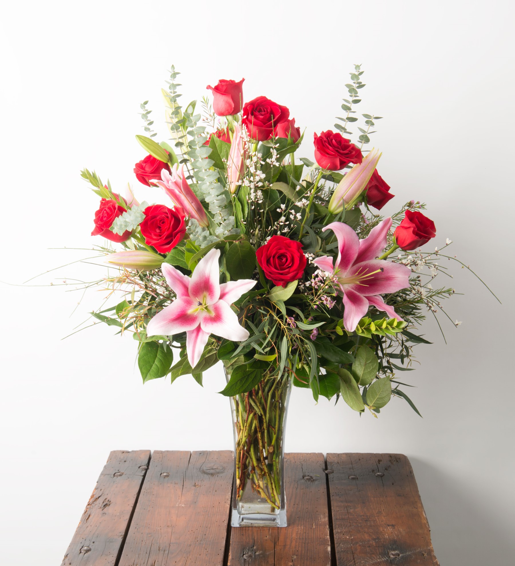 Ultimate Dozen Red Roses with Lilies - Luxe Line - Bartz Viviano ...