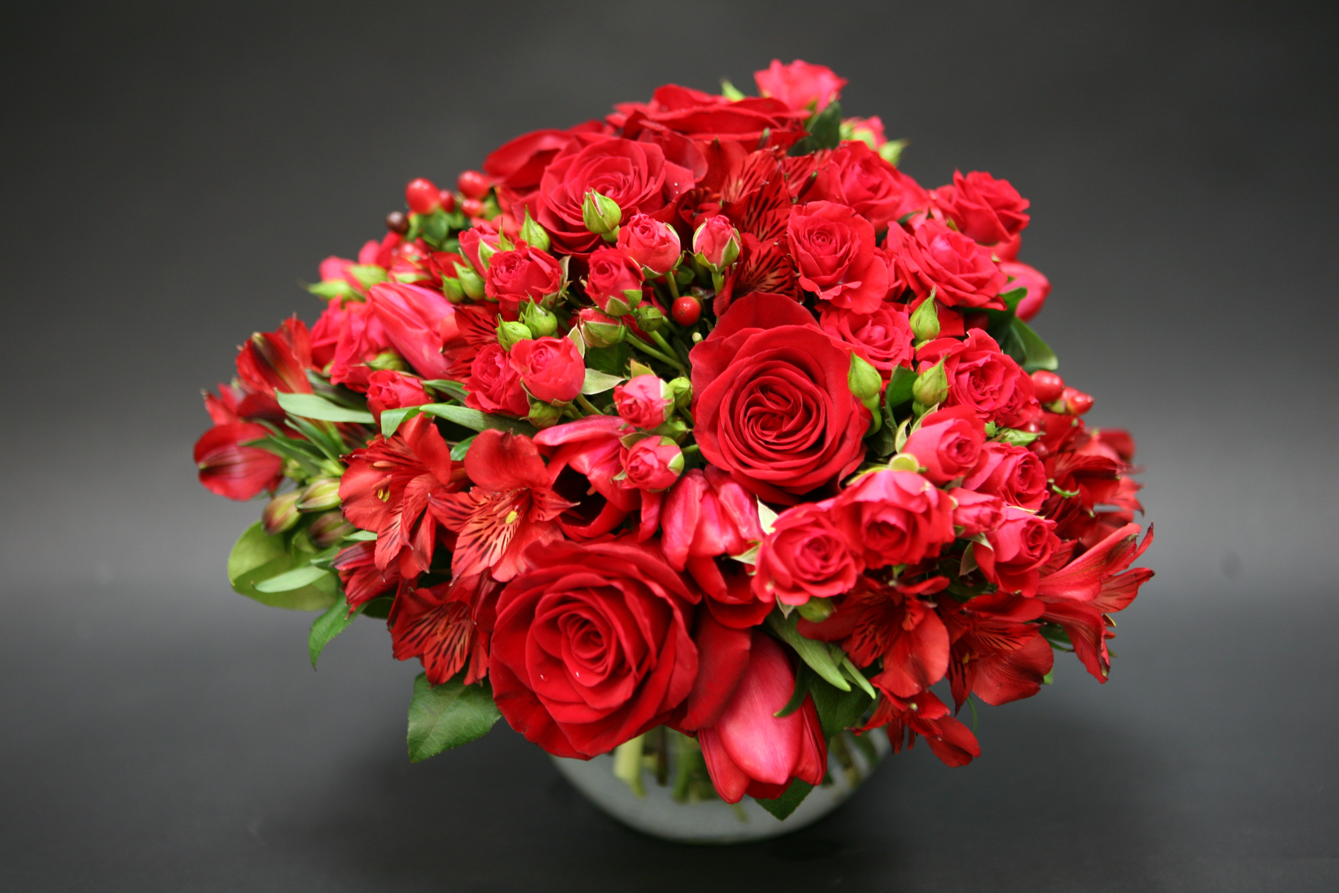 Red Roses, Tulips & Alstroemeria
