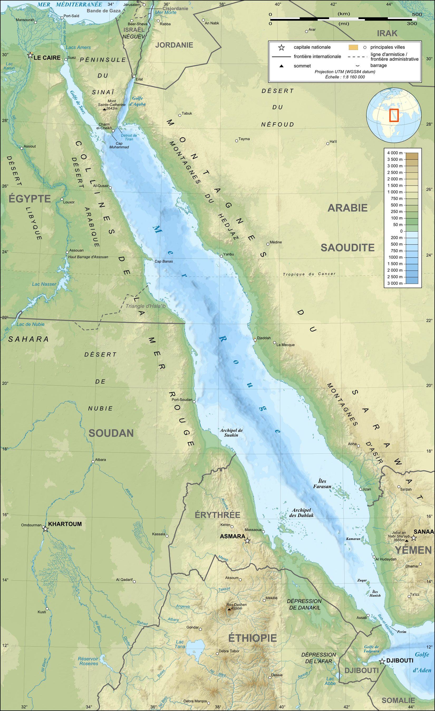 Red Sea Topographic Map Fr • Mapsof.net