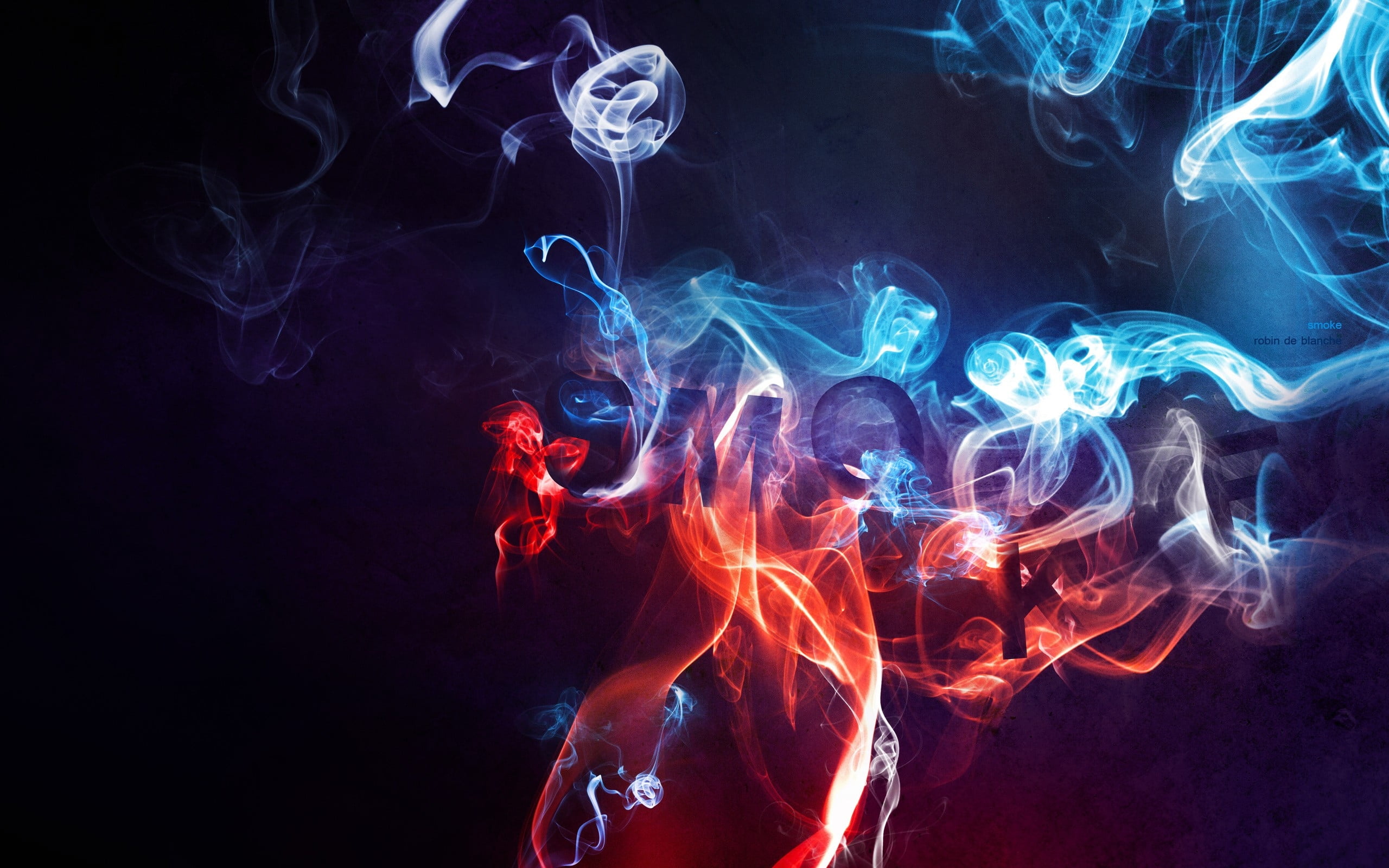 Blue and red smoke against black background HD wallpaper | Wallpaper ...