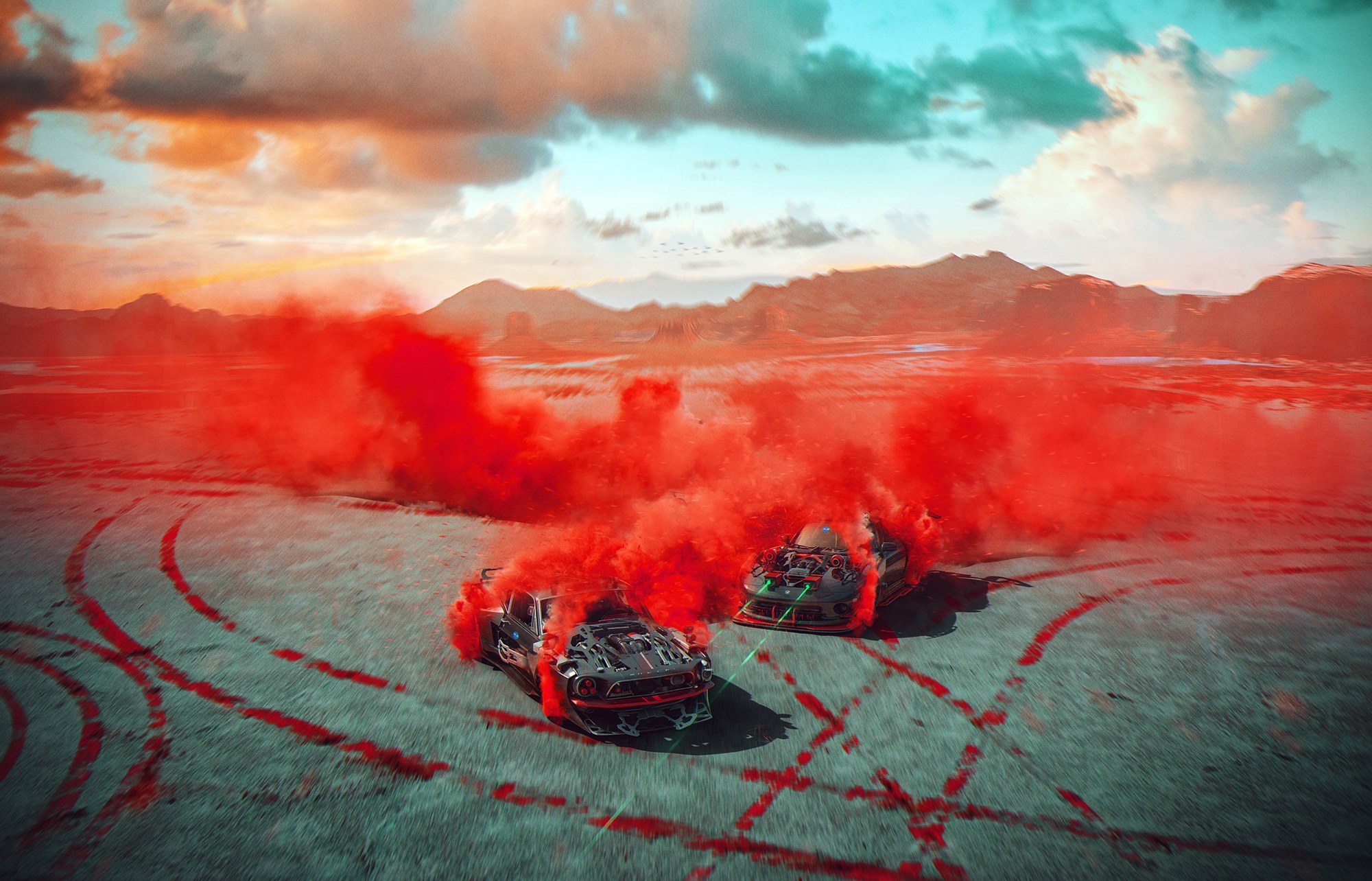 Cars Red Smoke Desert Laser Race, HD Cars, 4k Wallpapers, Images ...