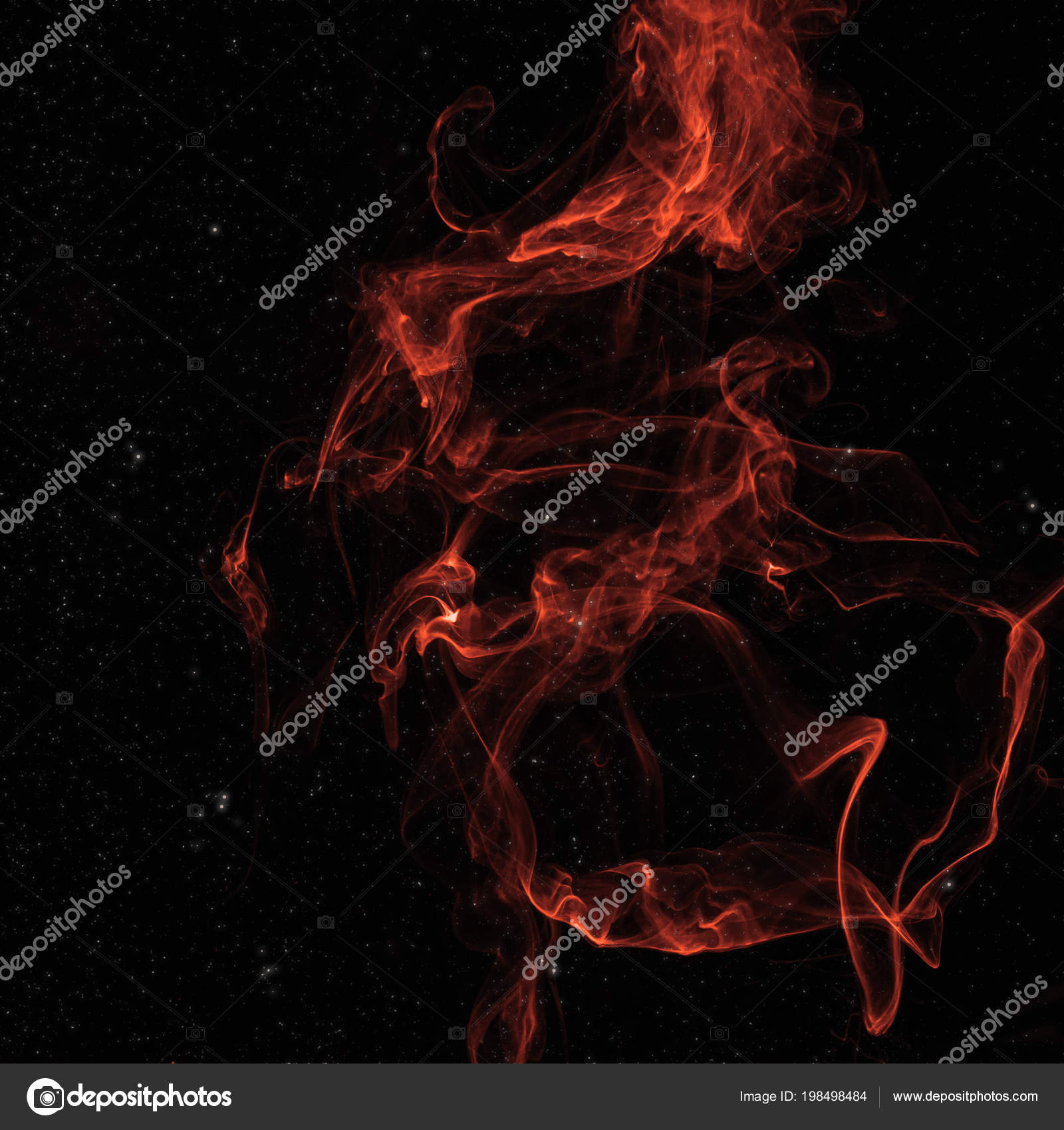 Red Spiritual Smoke Space Stars Black Background — Stock Photo ...