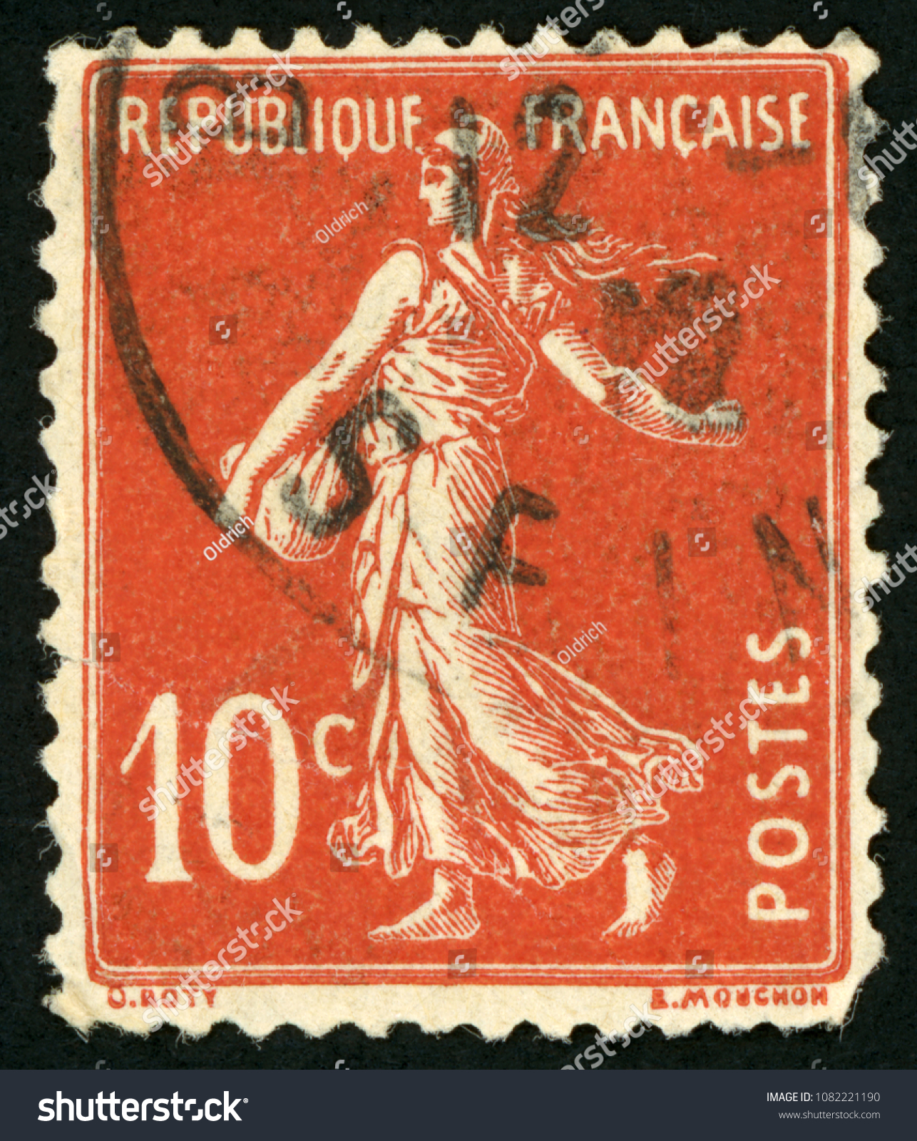 France Circa 1907 Post Stamp Printed Stock Photo 1082221190 ...
