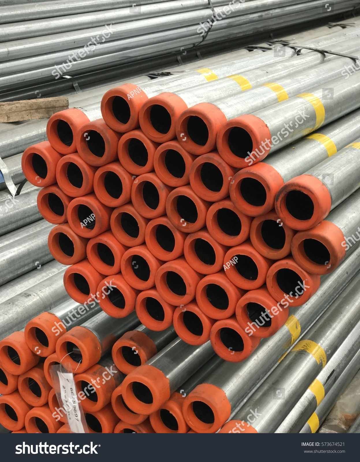 Red steel pipe photo