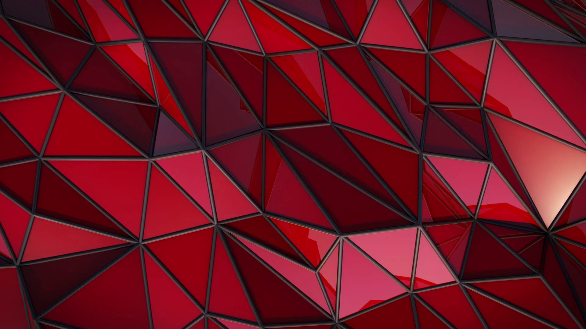 Red polygonal surface waving. Semless loop 3D render. Abstract ...