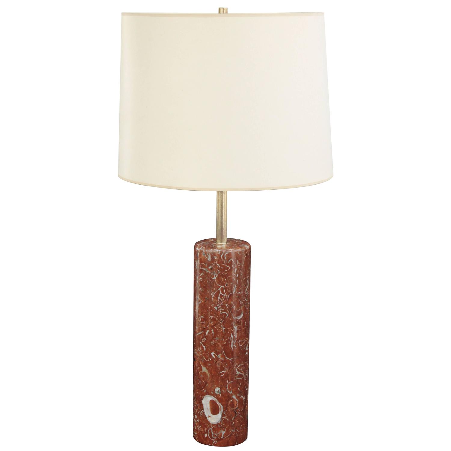 Table Lamp in Mottled Red Marble by Nessen Lamp Co For Sale at 1stdibs