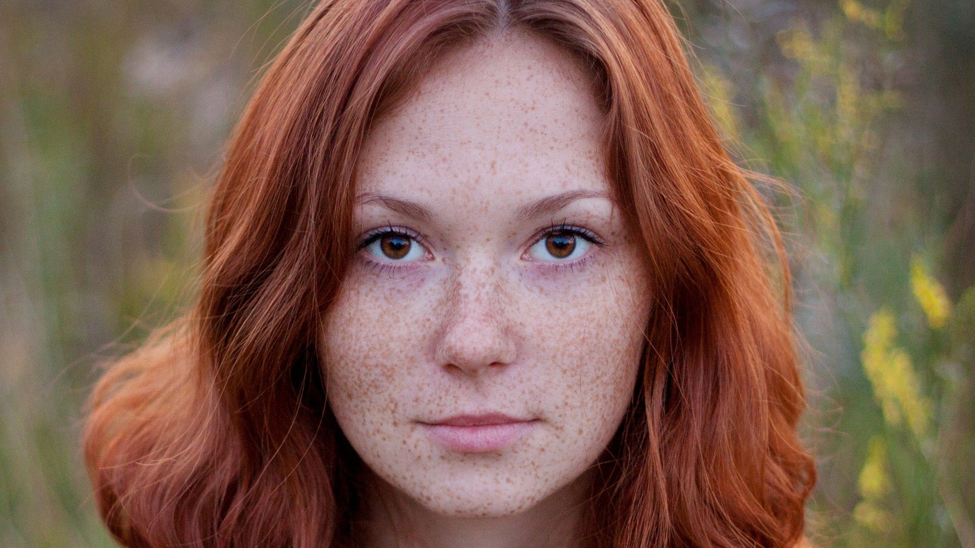 Redheaded woman with brown eyes [1920x1080] | wallpapers | Pinterest ...