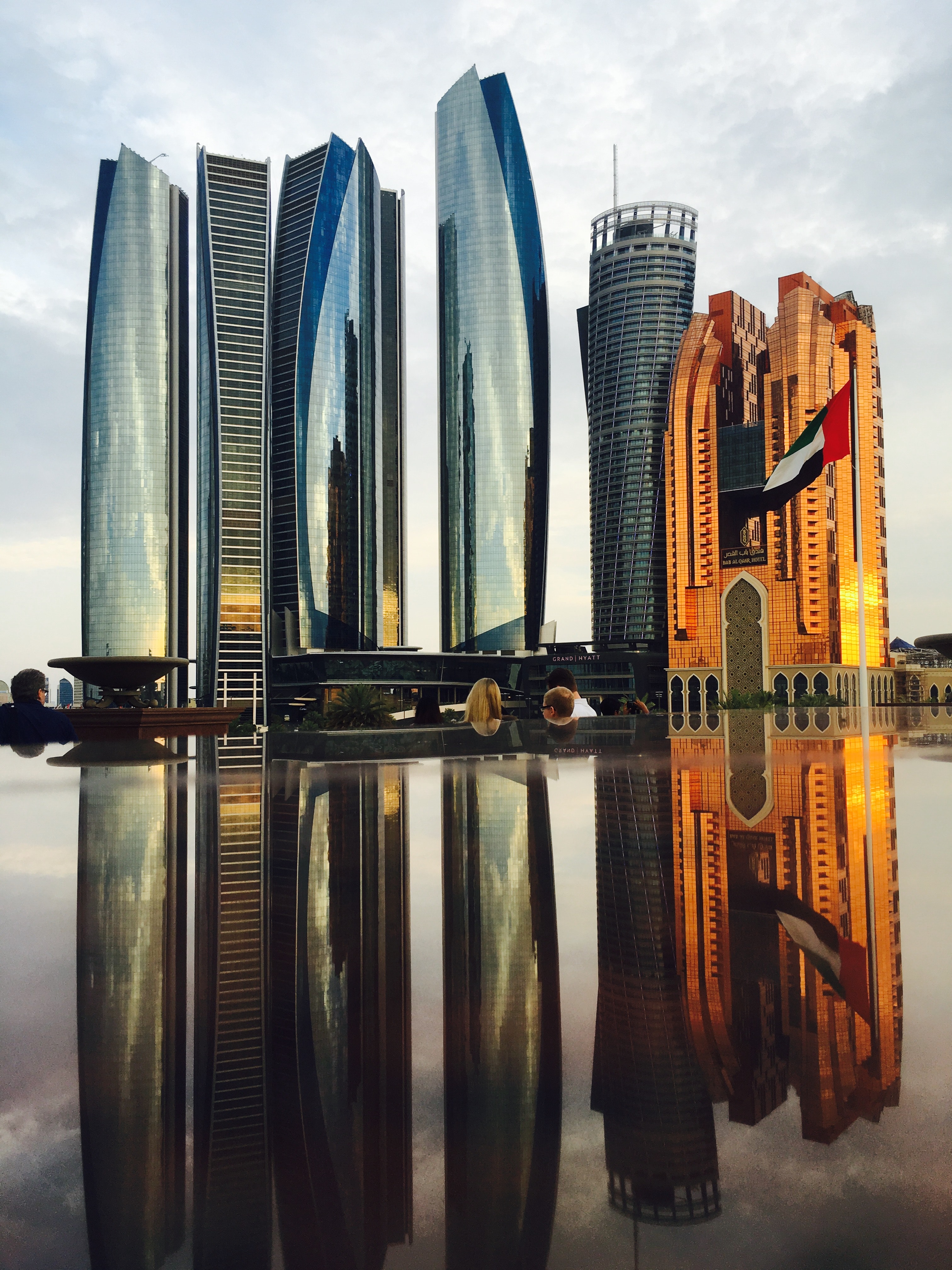 Reflection of skyscrapers in city photo