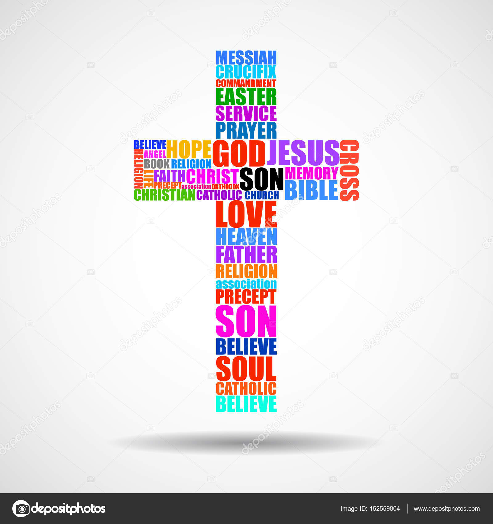 Cross of religious words. Christian Symbol. Vector — Stock Vector ...