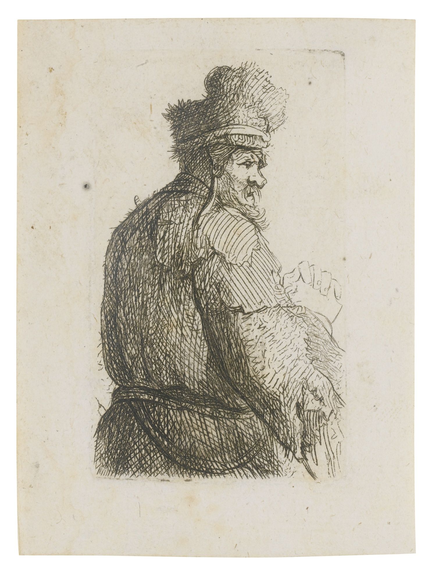 Rembrandt Harmensz. van Rijn OLD MAN SEEN FROM BEHIND, PROFILE TO ...