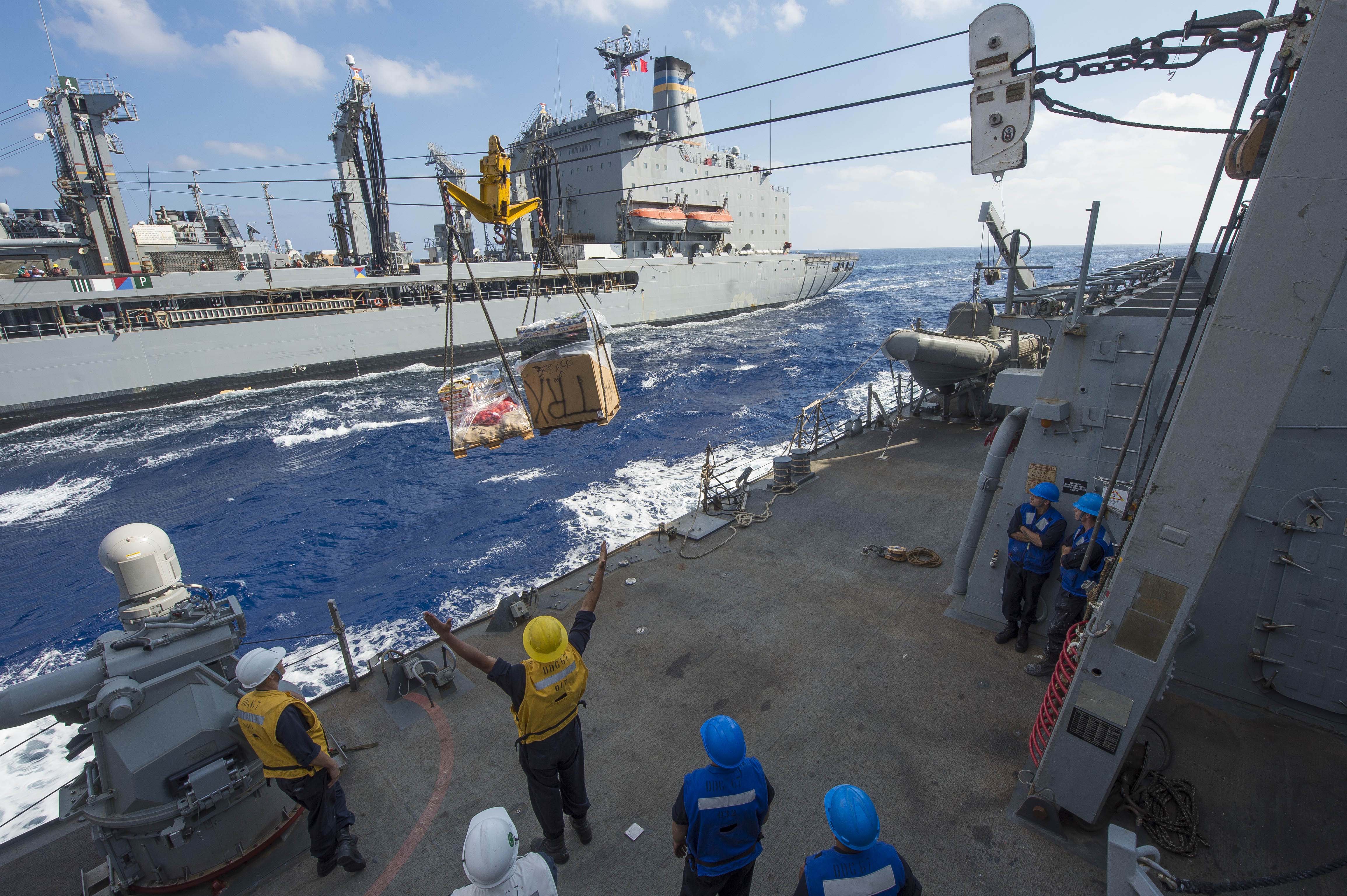 Rough seas pound the hull of MSC fast combat support ship USNS ...