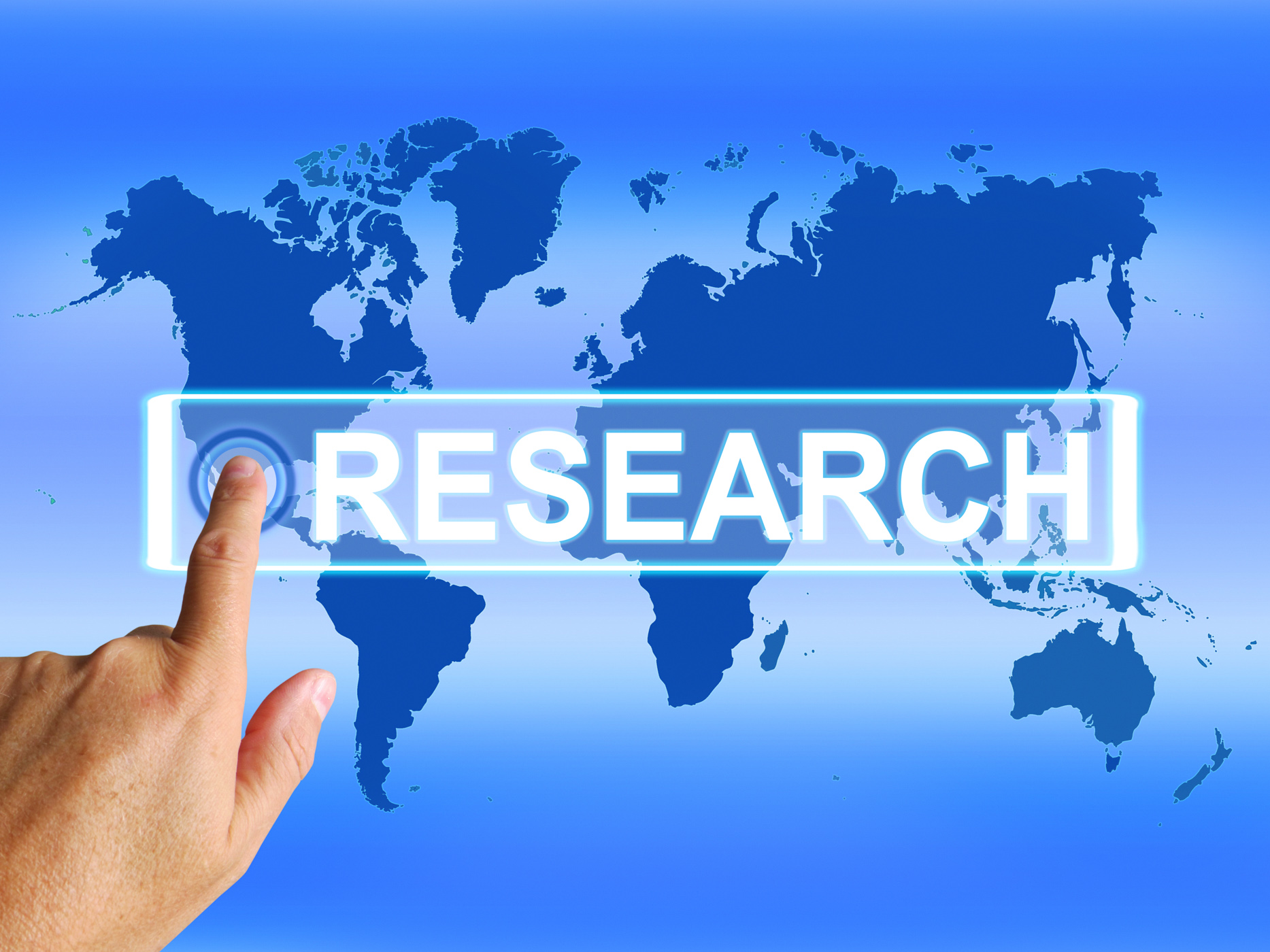 Research map represents internet researcher or researched analyzing photo