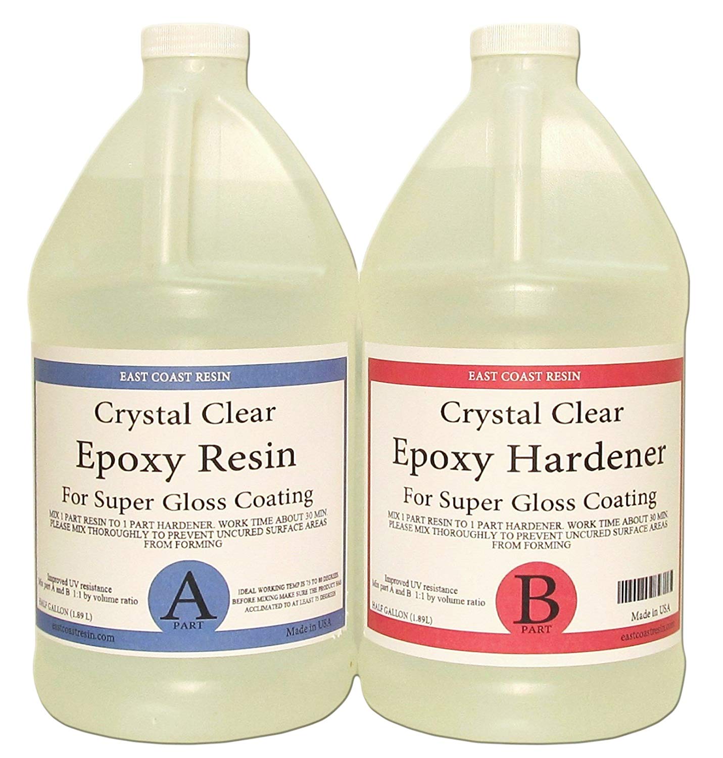 EPOXY RESIN CRYSTAL CLEAR 1 Gallon Kit. FOR SUPER GLOSS COATING AND ...