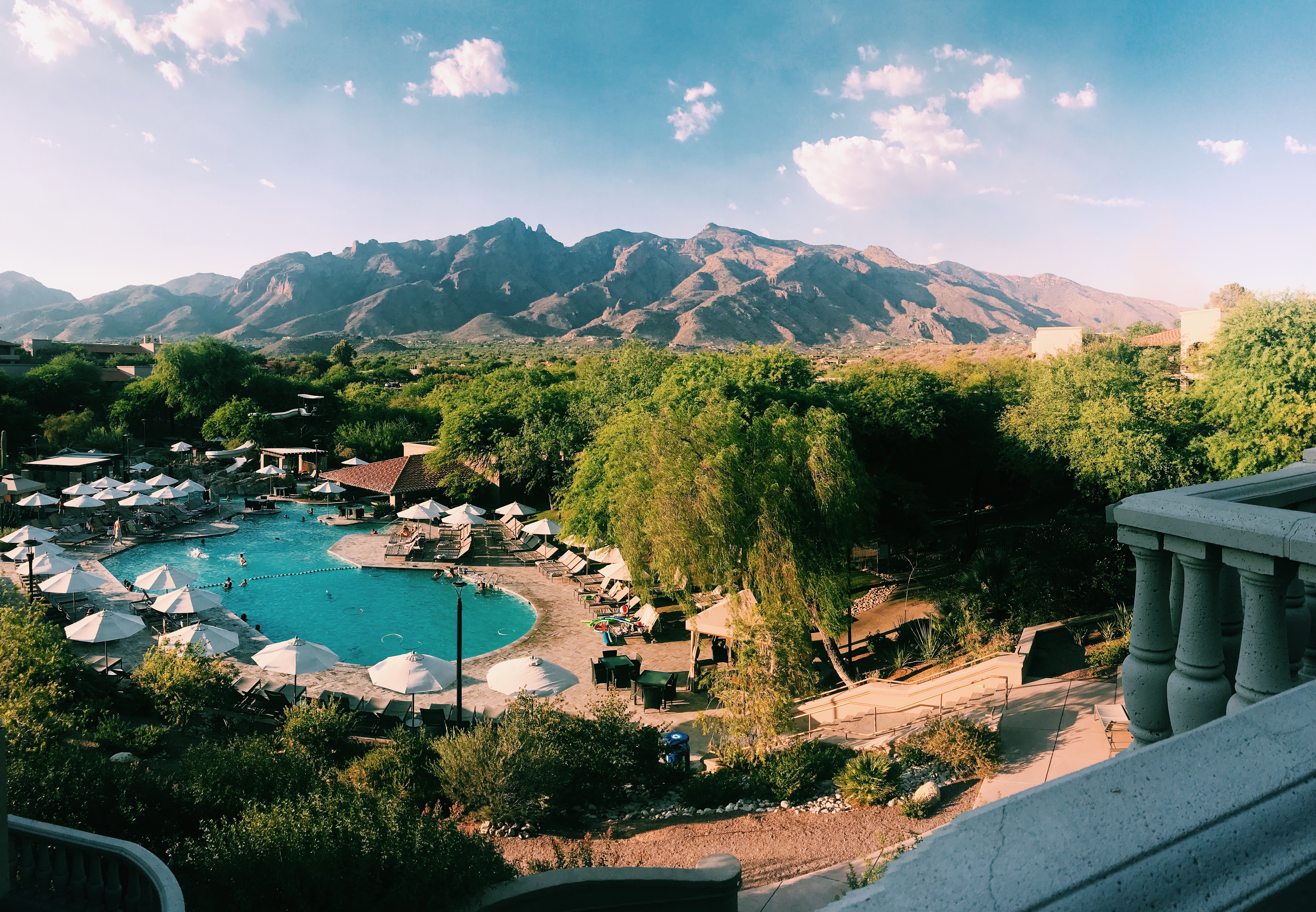 Resort near brown mountain range photo