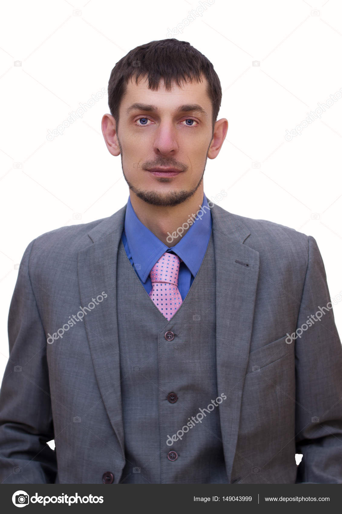 Young and respectable man in a gray suit — Stock Photo © kirilyukrm ...