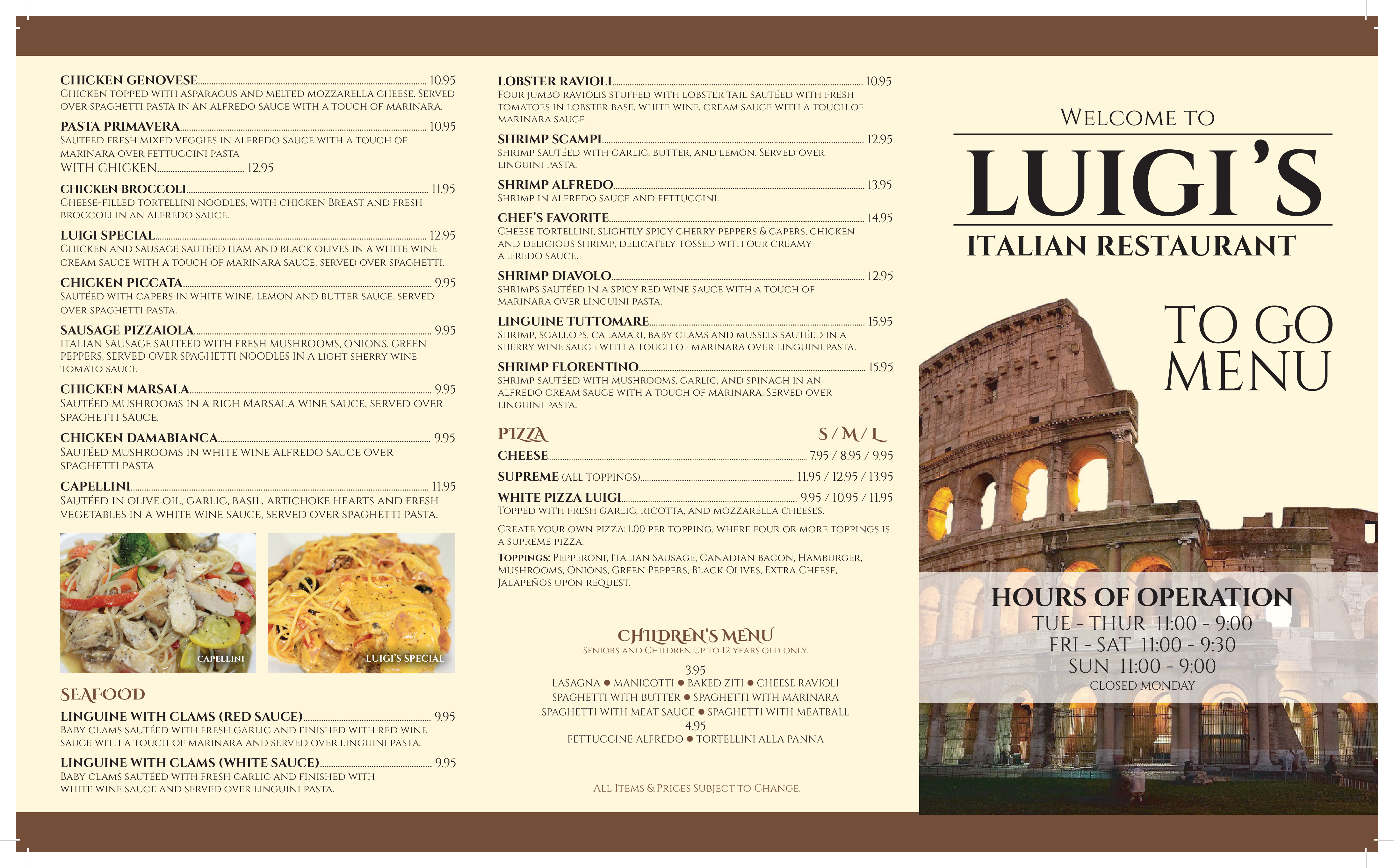 Luigi's Italian Restaurant Menu - Urbanspoon/Zomato