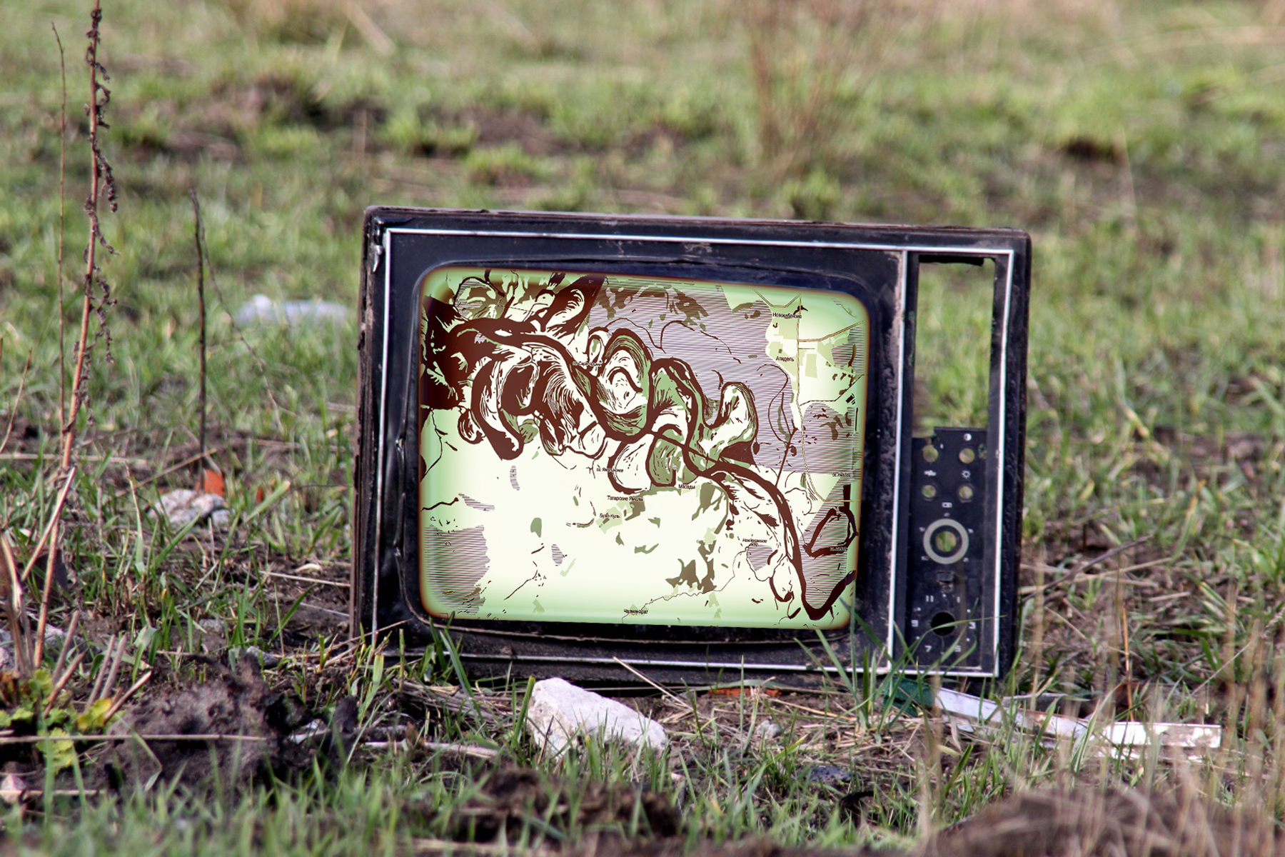 Retro tv on grass photo