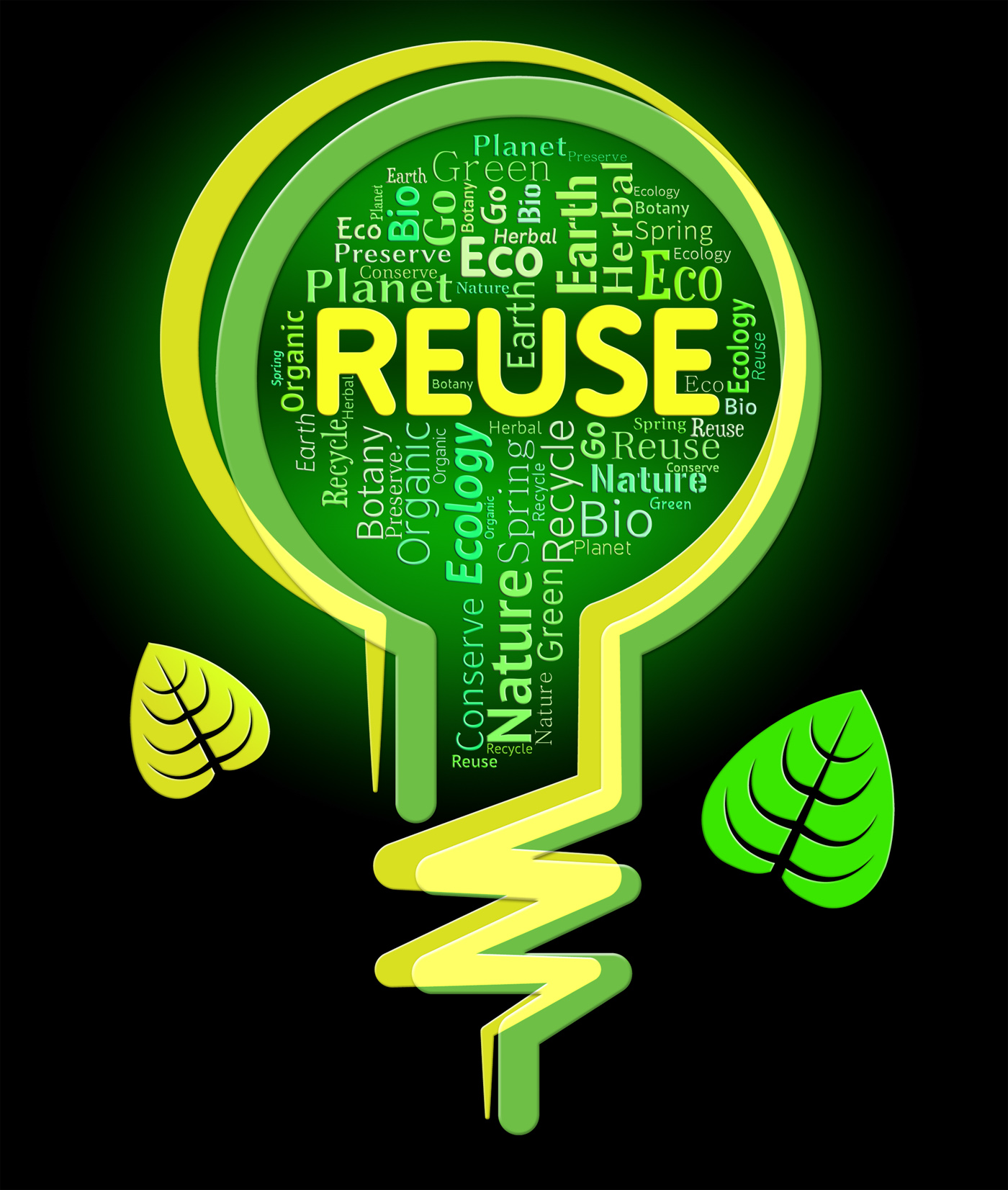 Reuse lightbulb represents go green and eco photo