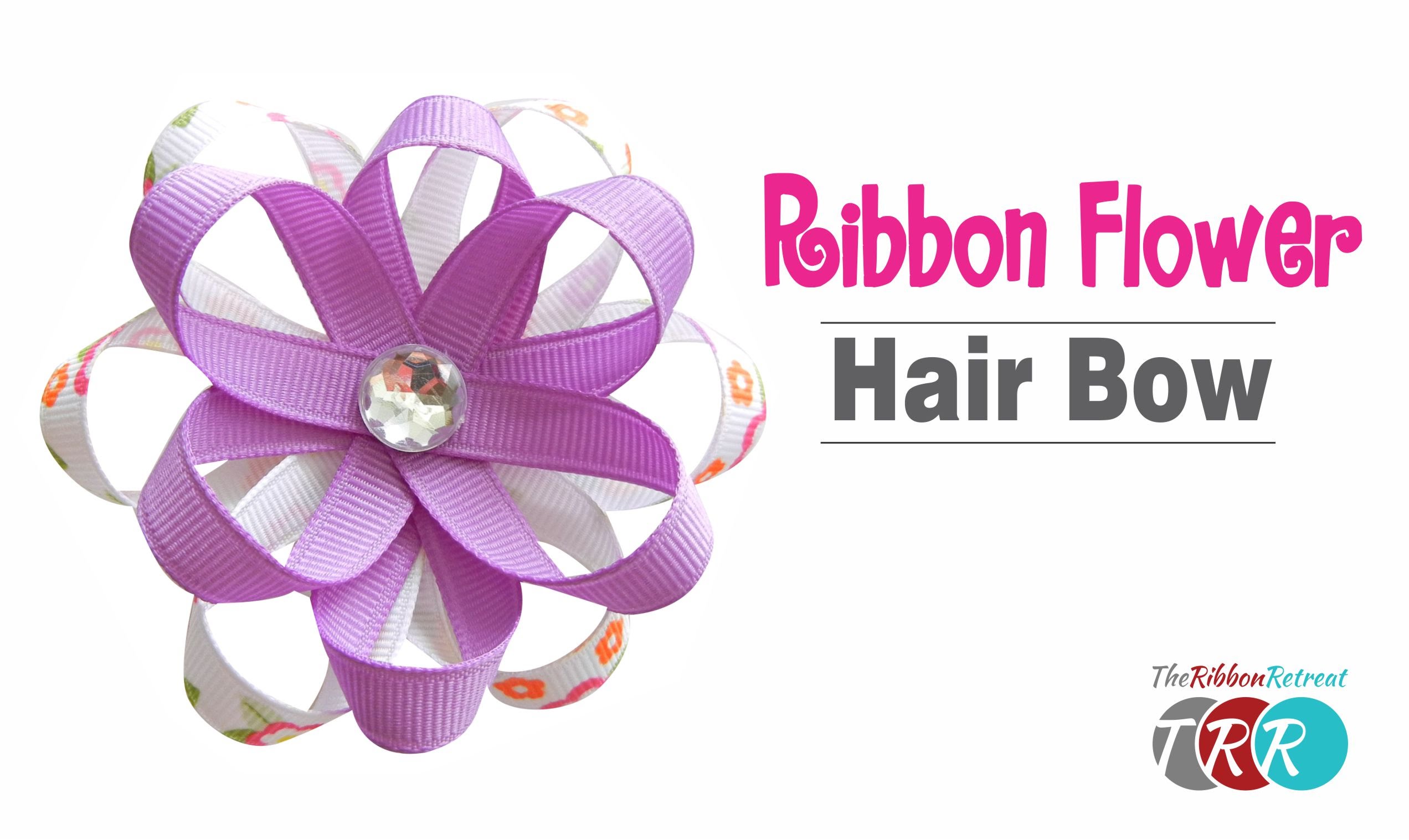 How to Make a Ribbon Flower Hair Bow - TheRibbonRetreat.com - YouTube