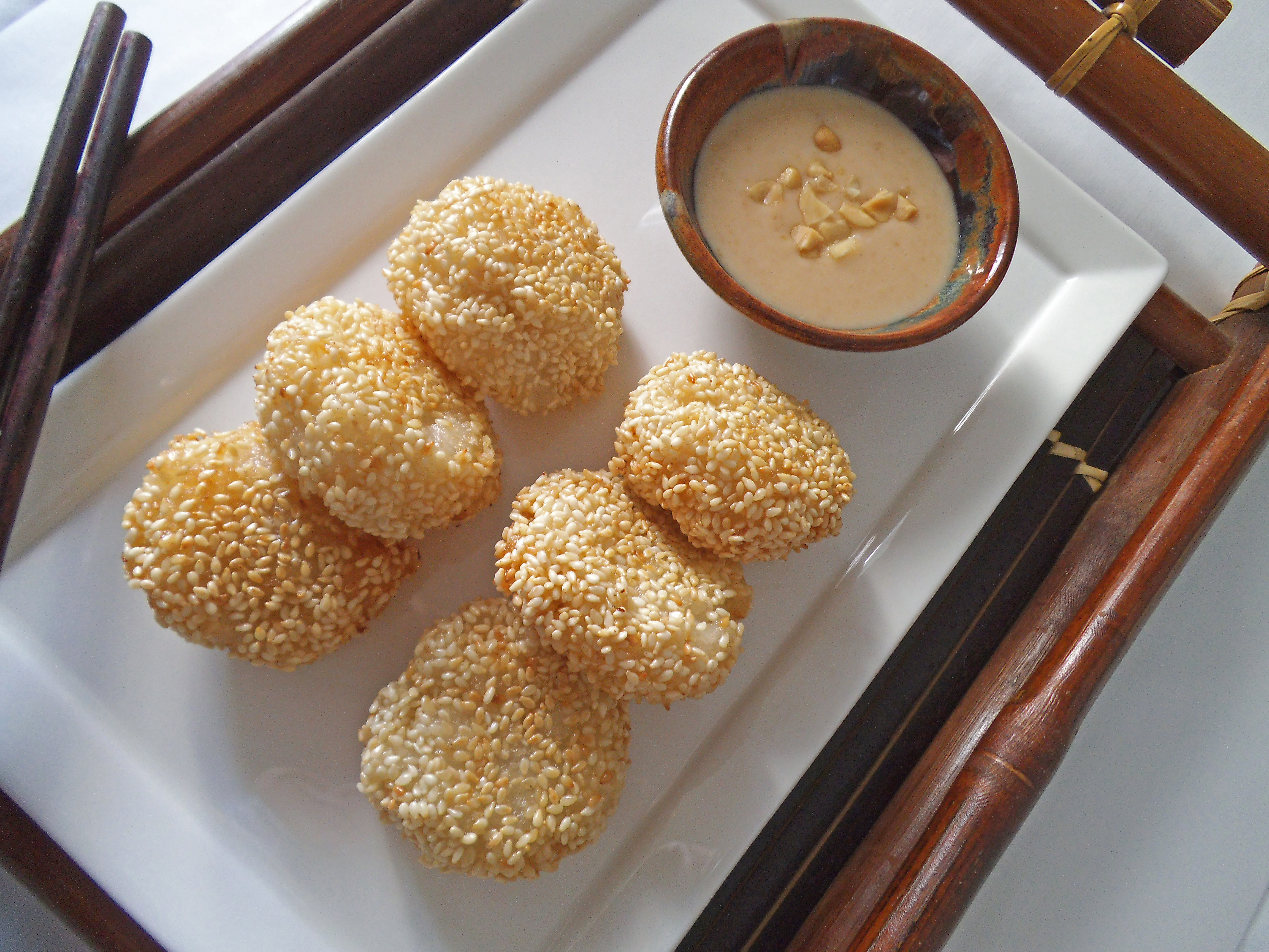 Sesame Sticky Rice Cakes with Banana – Swirls and Spice