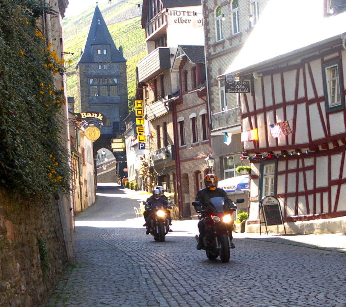 Riding through the german town of bachar photo