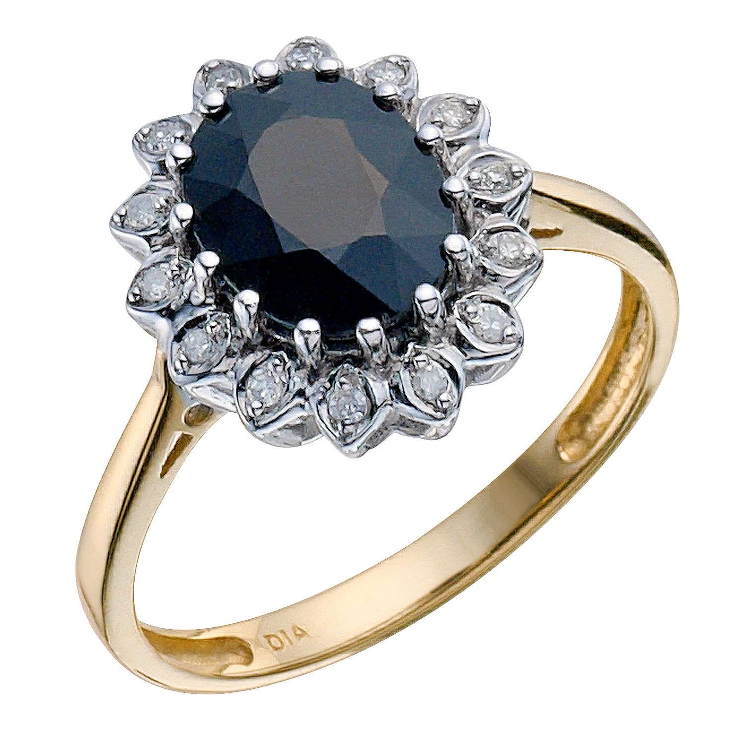 9ct Yellow Gold Sapphire & Diamond Ring | H.Samuel