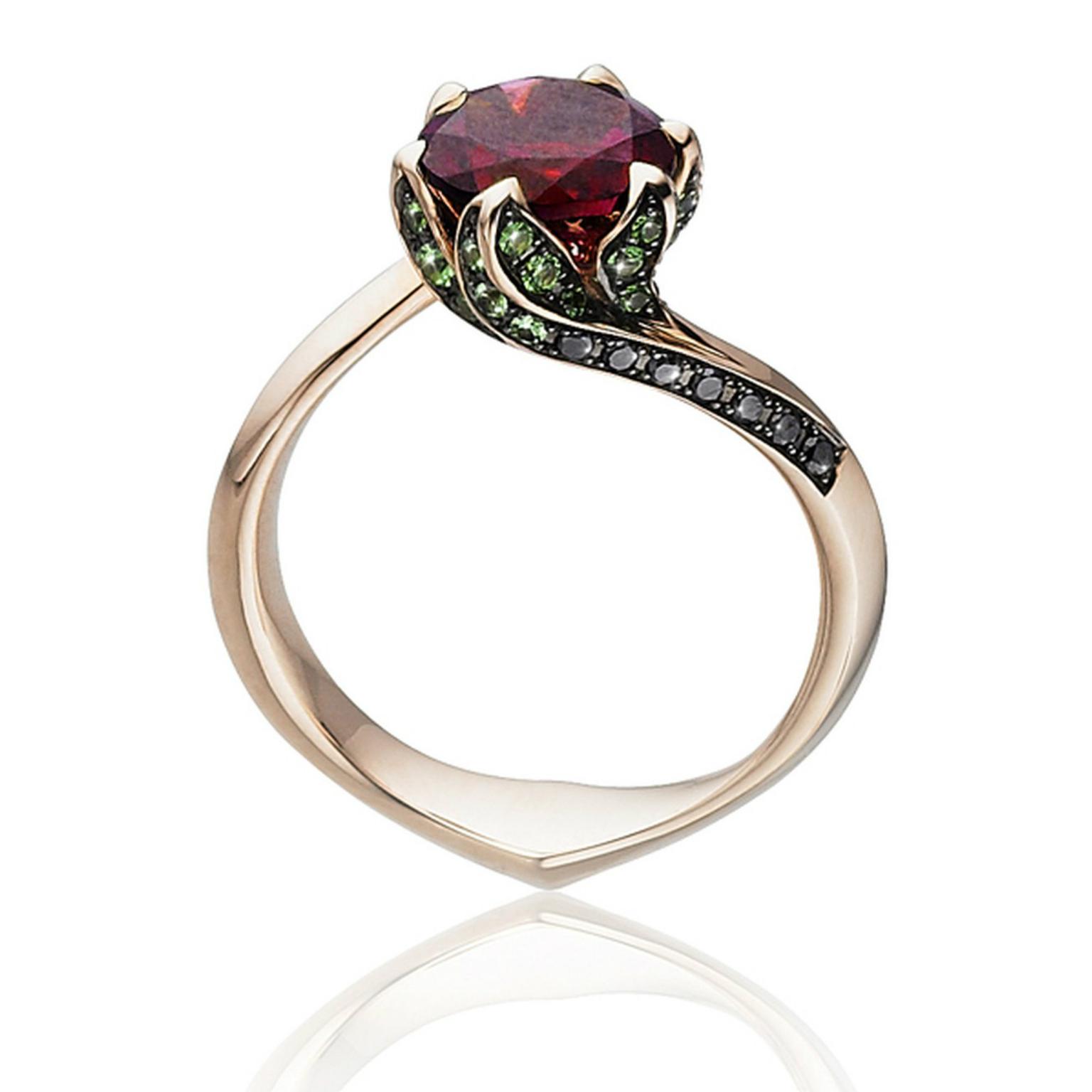 Beauty and The Beast rubellite ring in rose gold | Tomasz Donocik ...