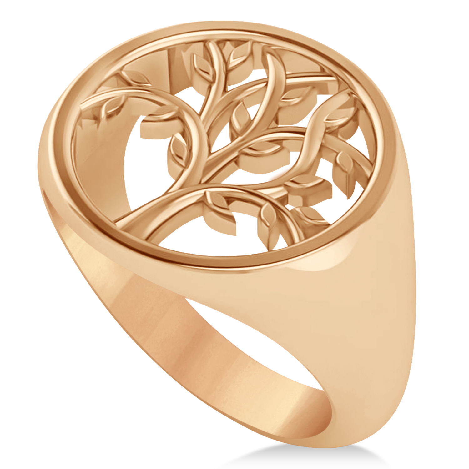 Family Tree of Life Ladies Signet Ring 14k Rose Gold - Allurez
