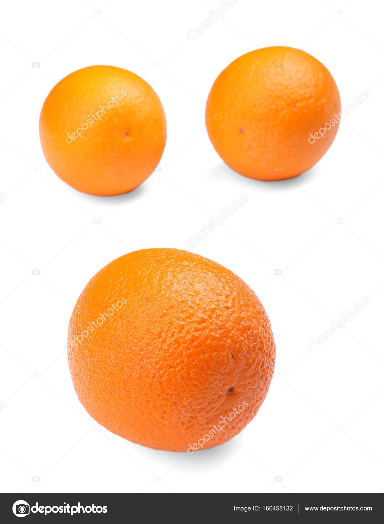 Three tasty oranges, isolated on a white background. Citrus fruits ...