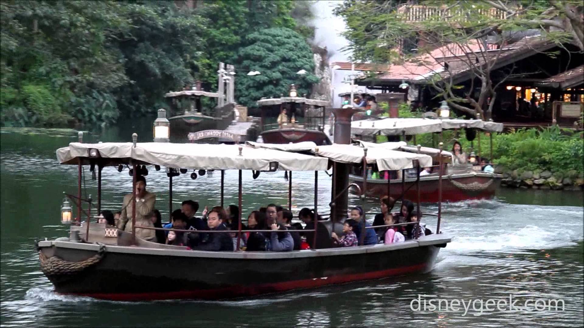 Hong Kong Disneyland: Jungle River Cruise Boats Passing By - YouTube