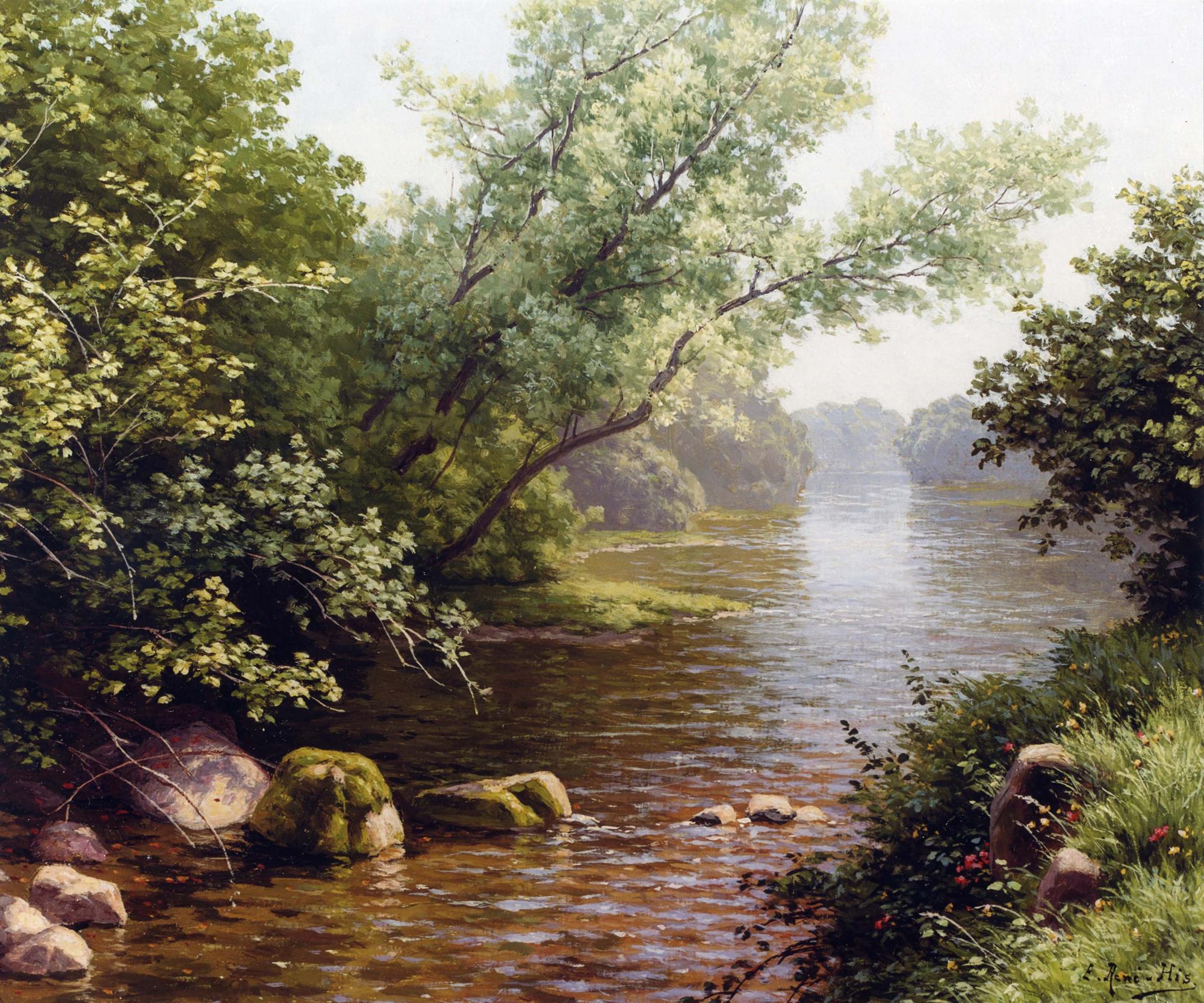 Rene Charles Edmond His ( 1877 - 1955) - A River Scene in France