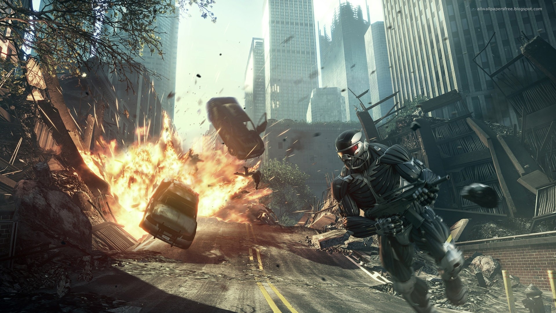 Download Wallpaper 1920x1080 crysis, road, explosion, car, city ...