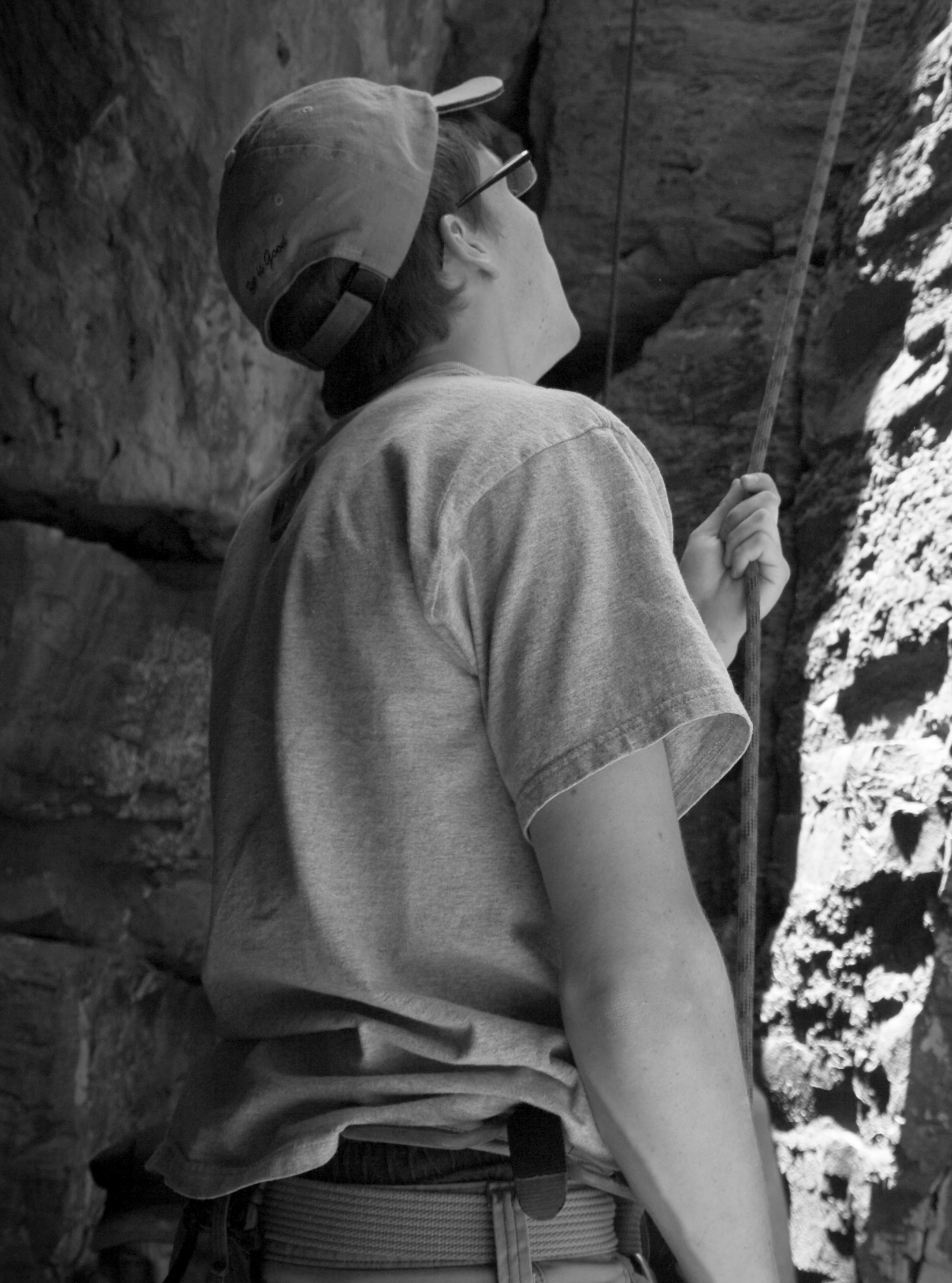 Rock climber waiting photo
