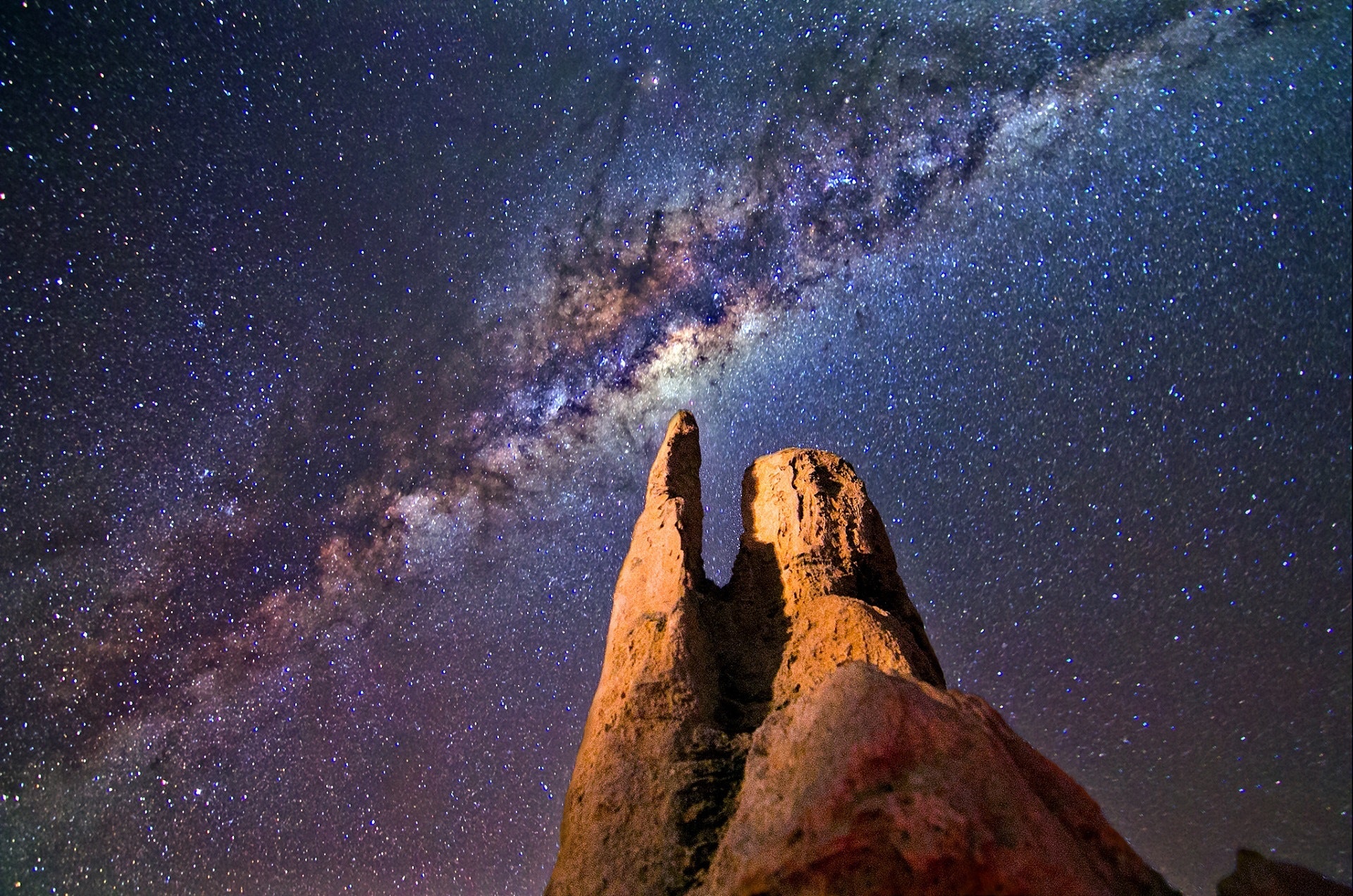 Rock formation during night time photo