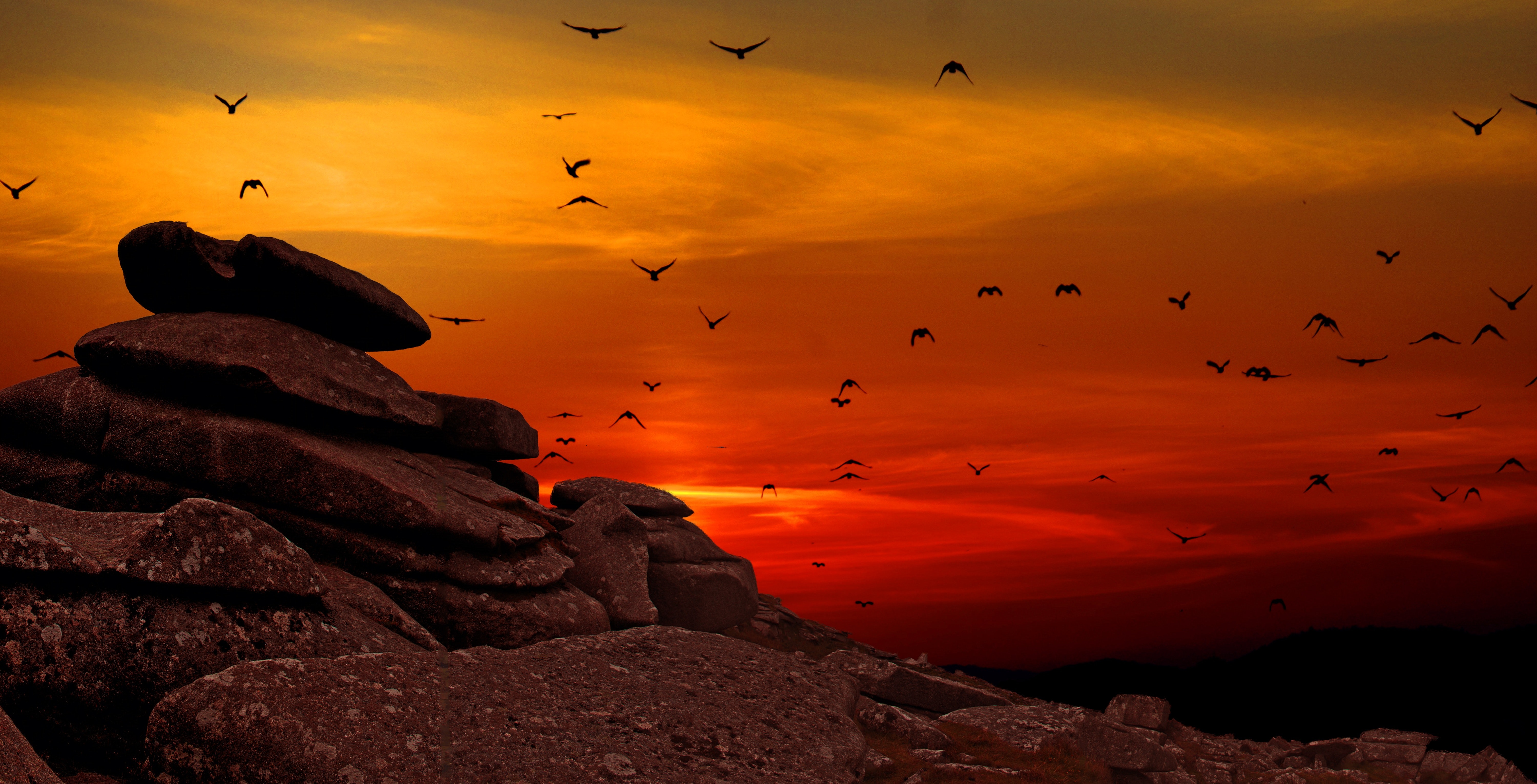 Rock formation with sunset photo