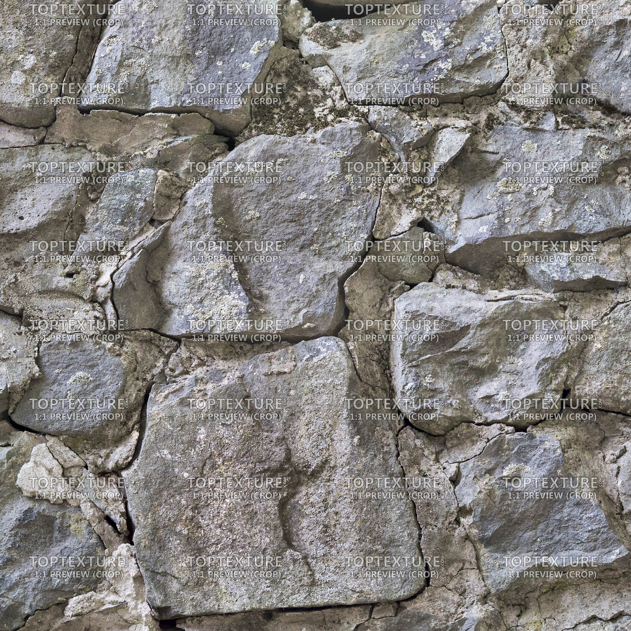 Big Rock Stone Wall - Top Texture