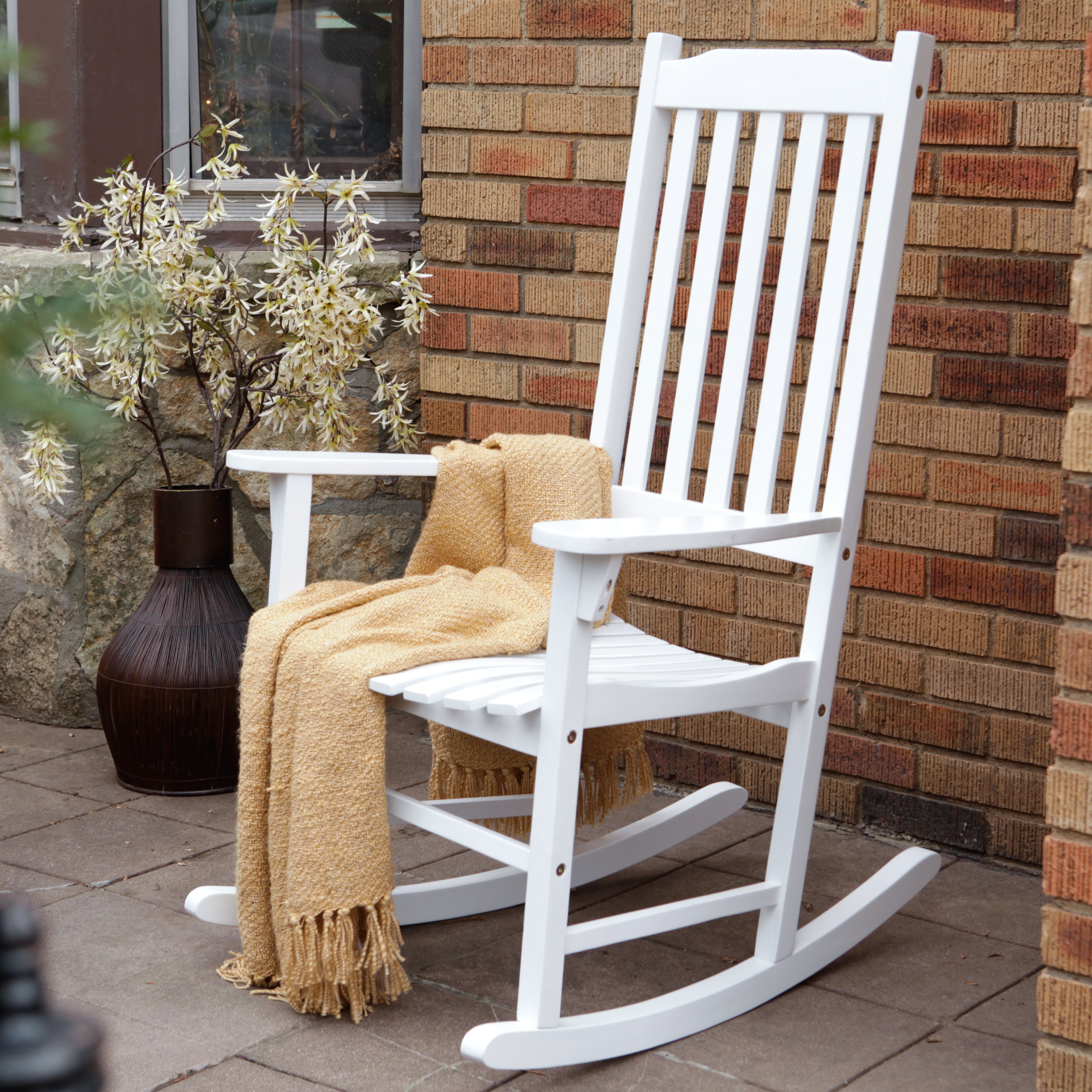 Coral Coast Indoor/Outdoor Mission Slat Rocking Chair - White ...