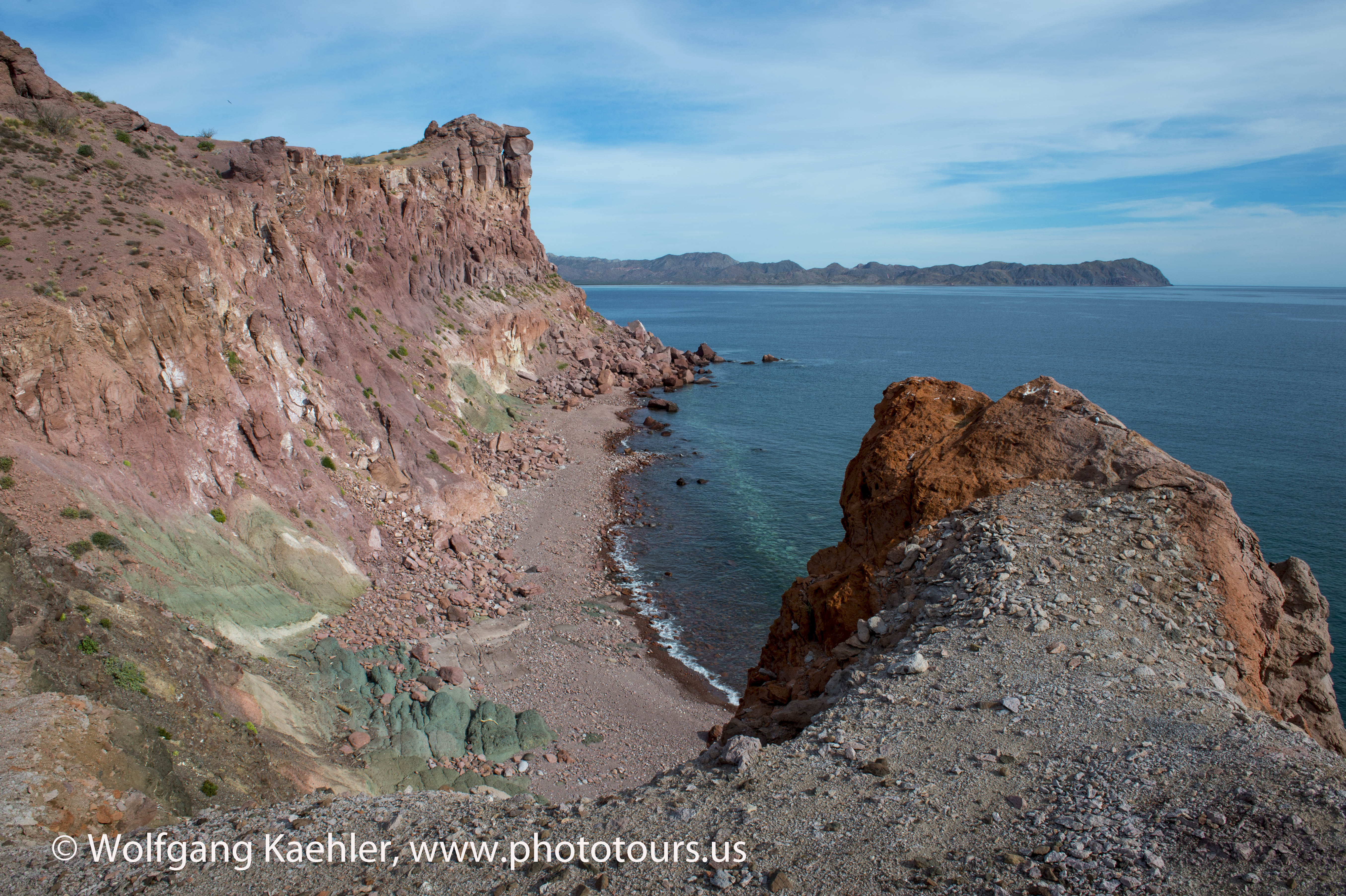 View of colorful rocky landscape on San Francisco Island, Sea of ...