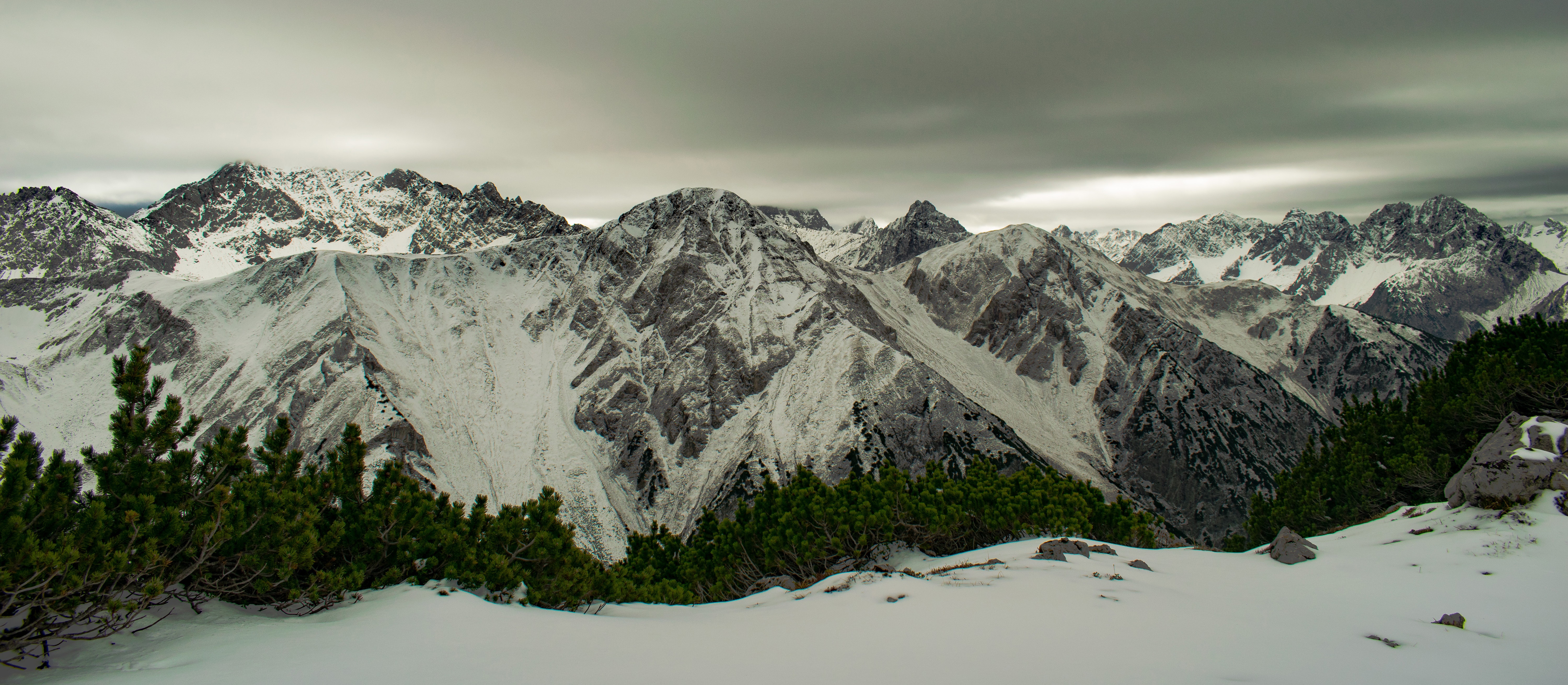 Rocky mountain with snow photo