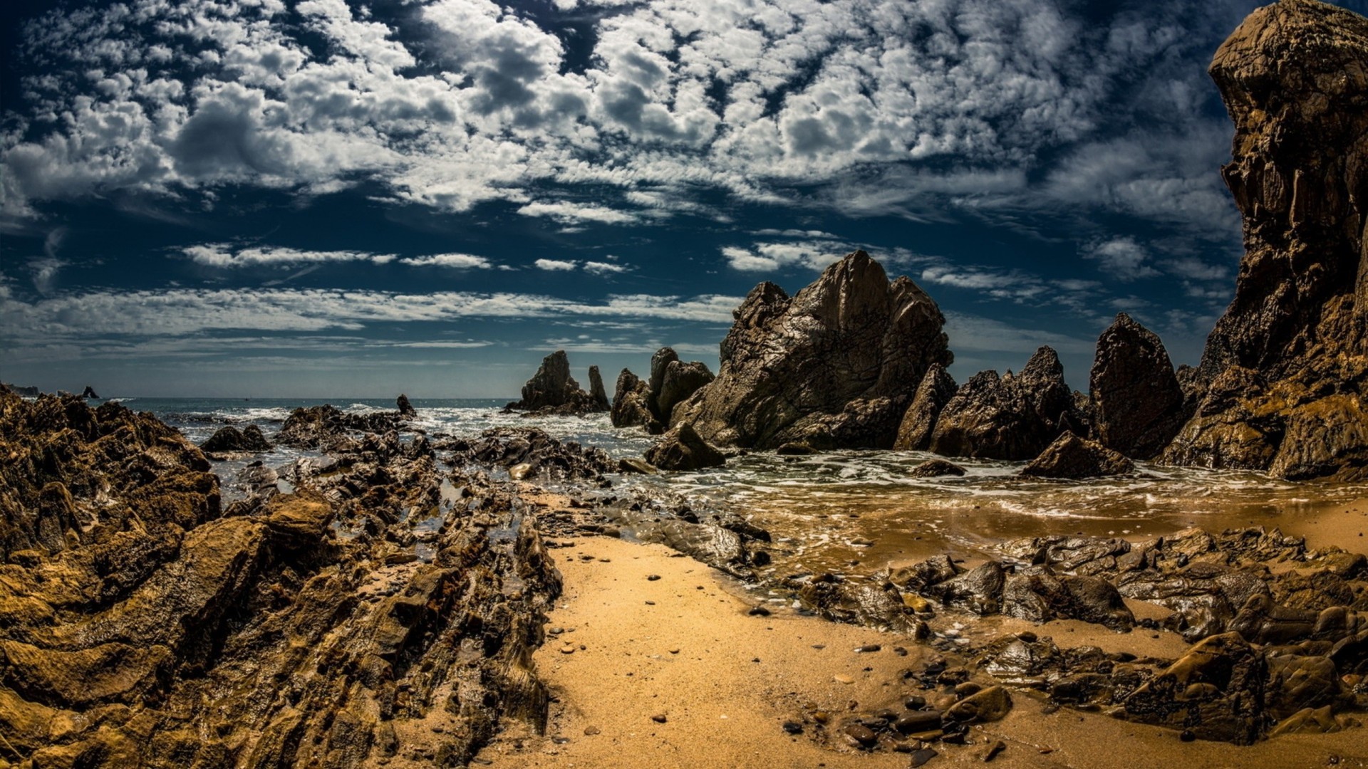 Beach: Rocks Clouds Sea Fiction Science Shore Landscapes Looking ...