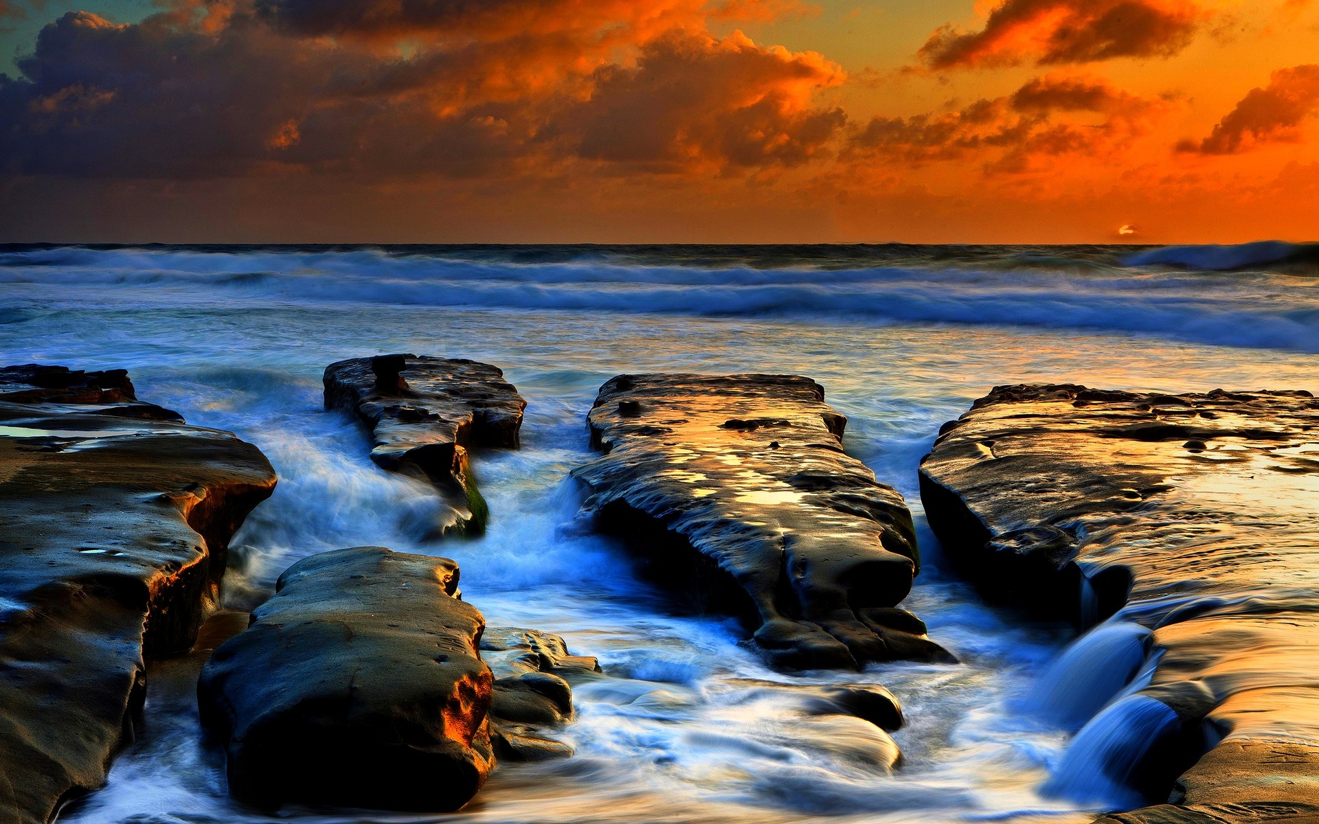 Beaches: Sunset Clouds Rocky Shore Rock Beaches Wallpaper for HD 16 ...