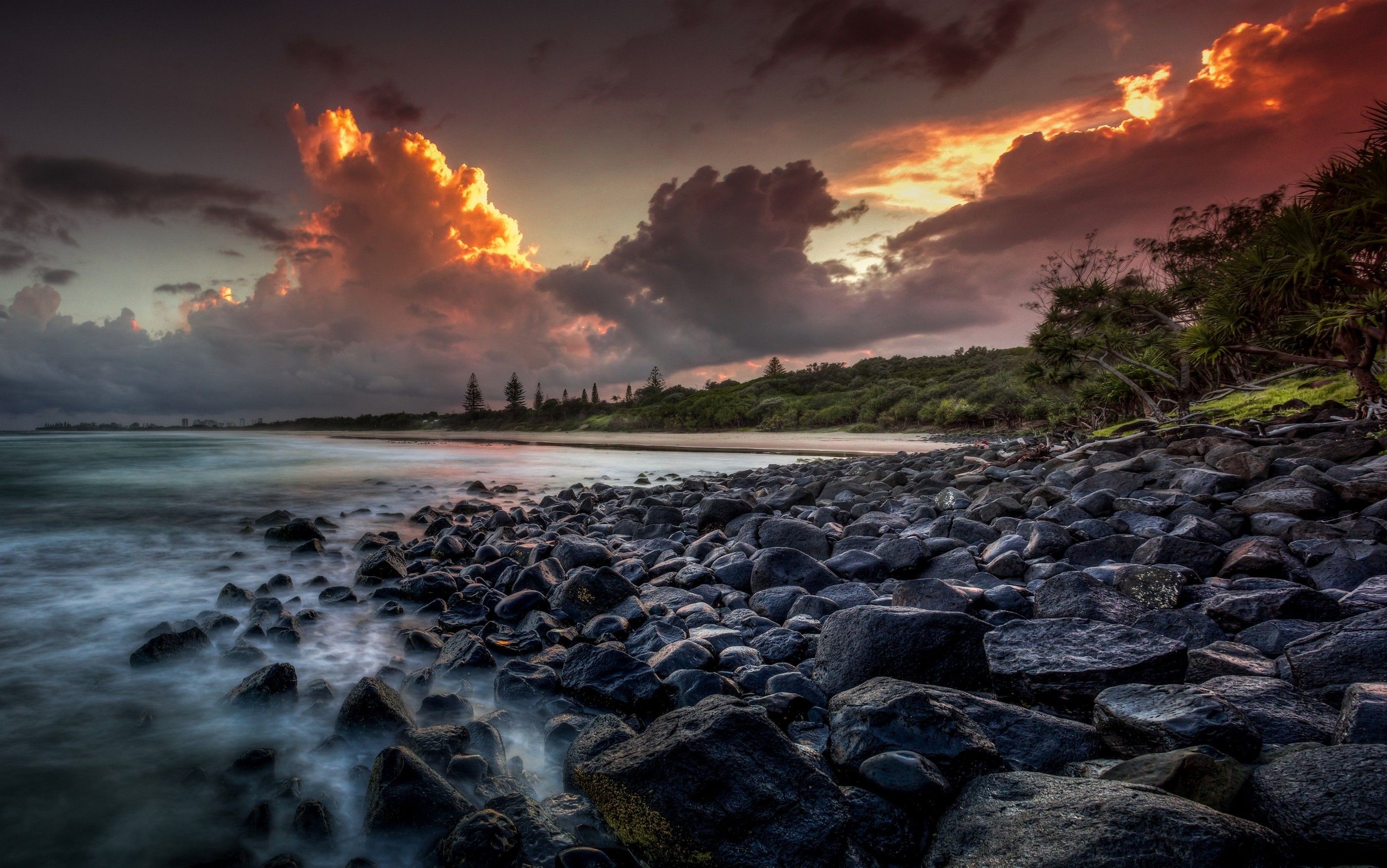 Nature & Landscape Rocky shore Sunset 5K wallpapers (Desktop, Phone ...