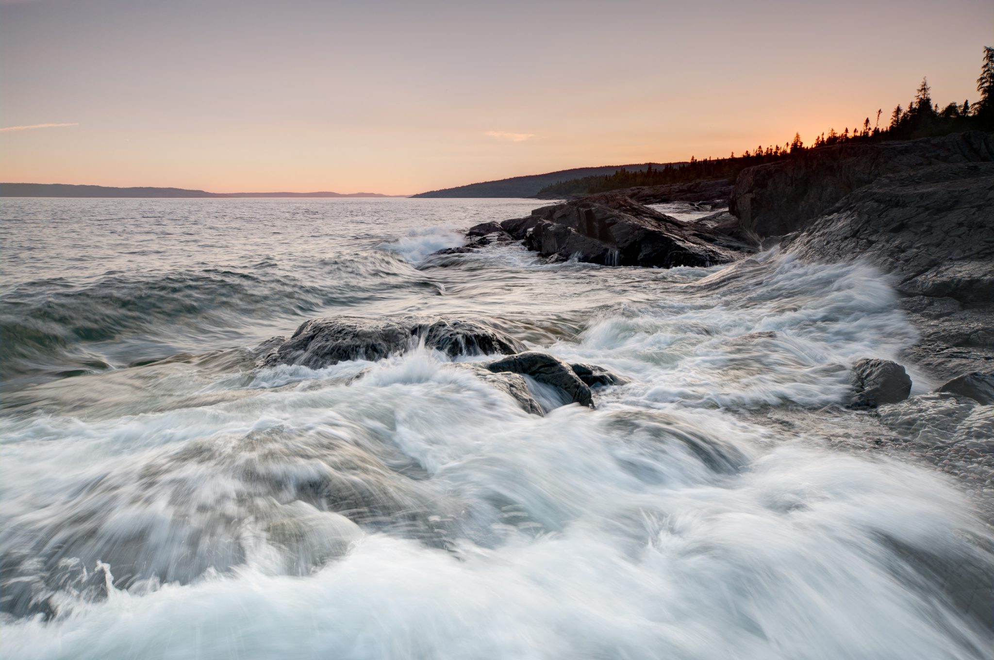 Waves Wash over Rocky Shore - Bill Hornbostel Photography