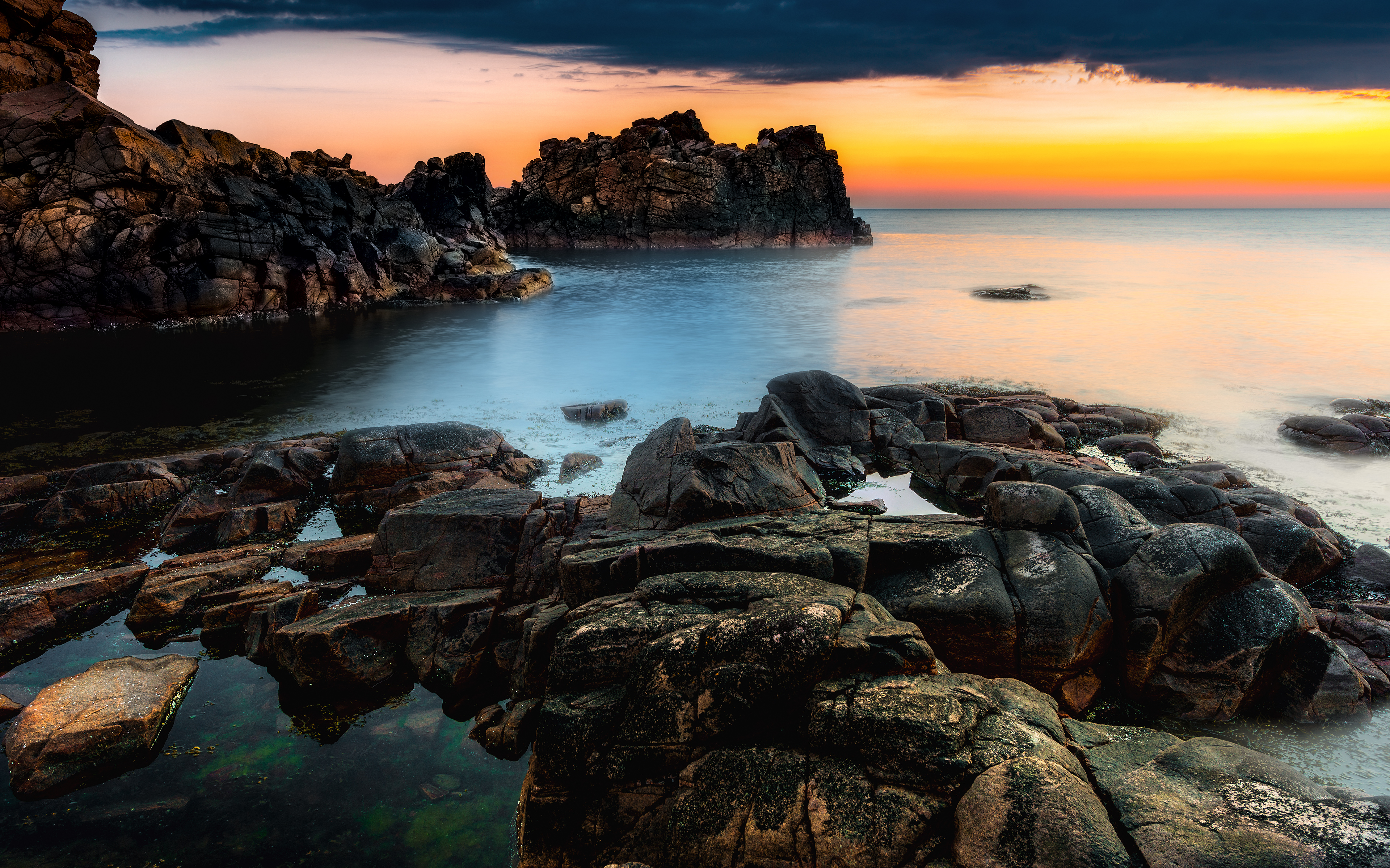 Beautiful rocky shore and sunset wallpapers and images - wallpapers ...