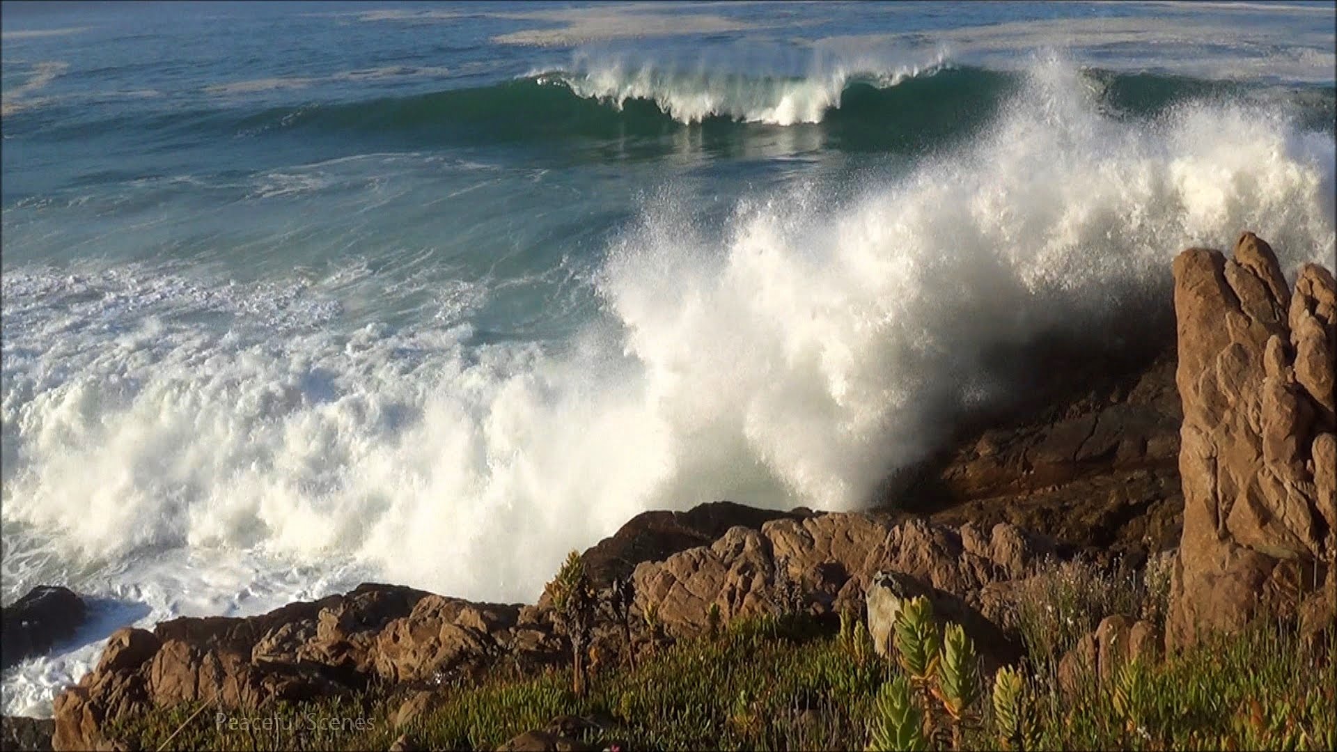 60min ocean waves crashing into rocky shore - sounds of the ocean in ...