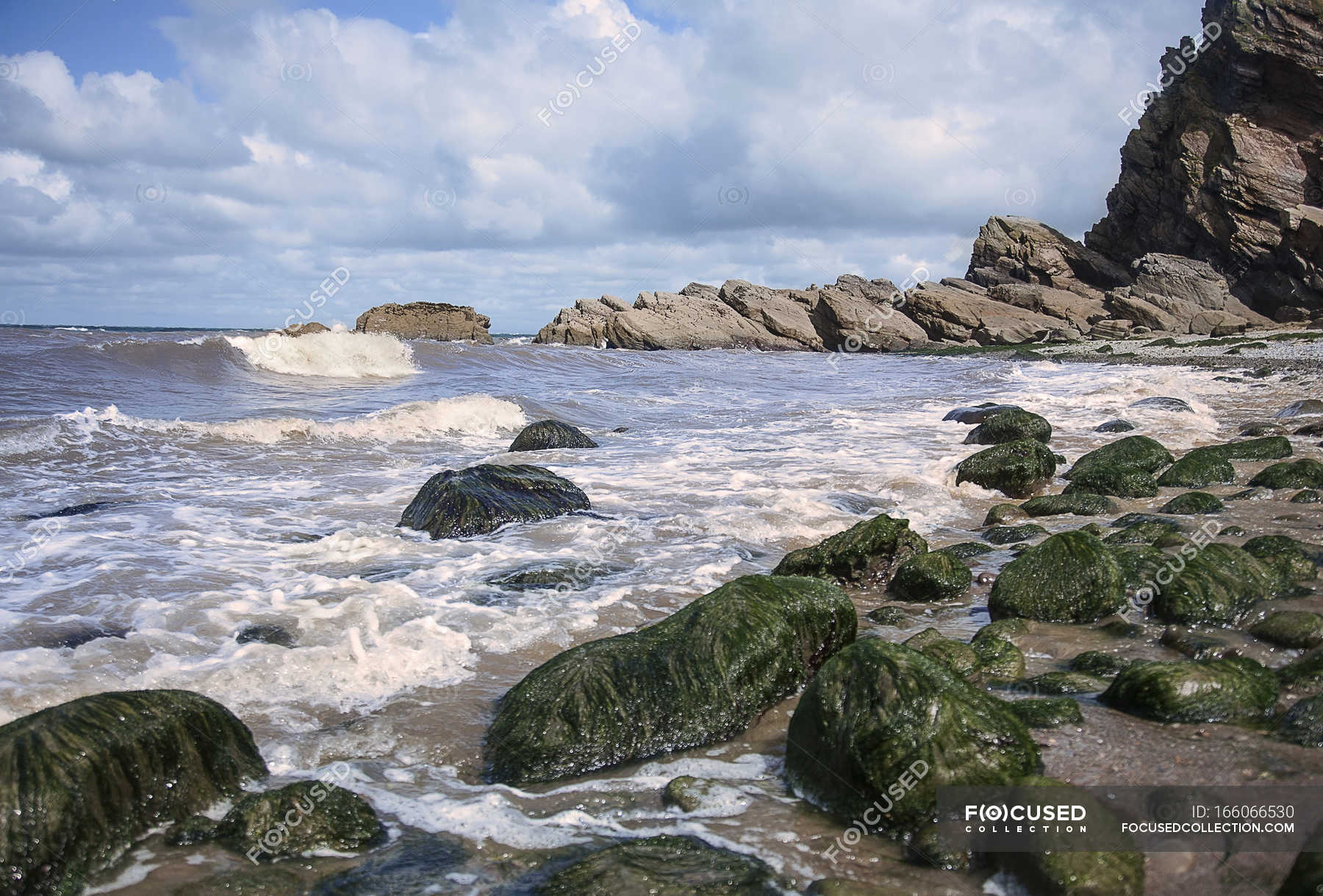 View of Rocky shore, Heddons Mouth, Devon, England, UK — Stock Photo ...