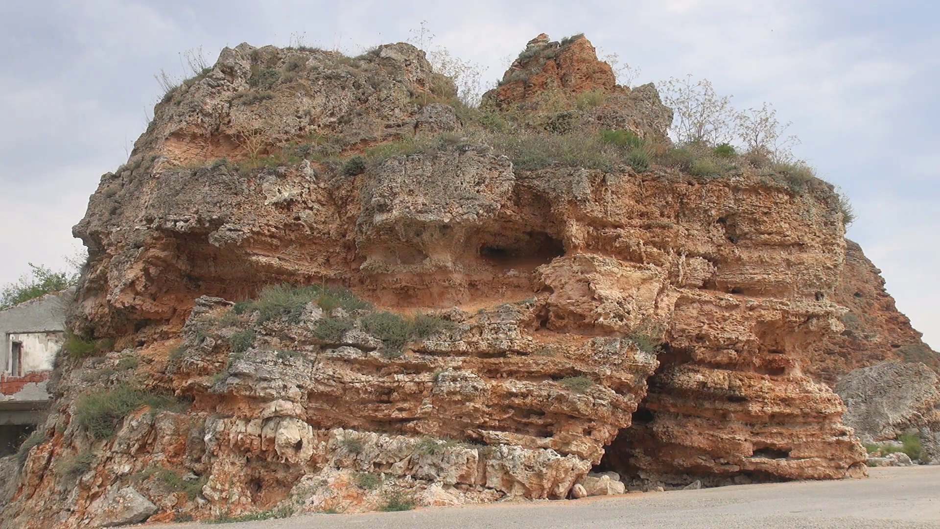 Beautiful stone rocky material structure crack spotted summer day ...