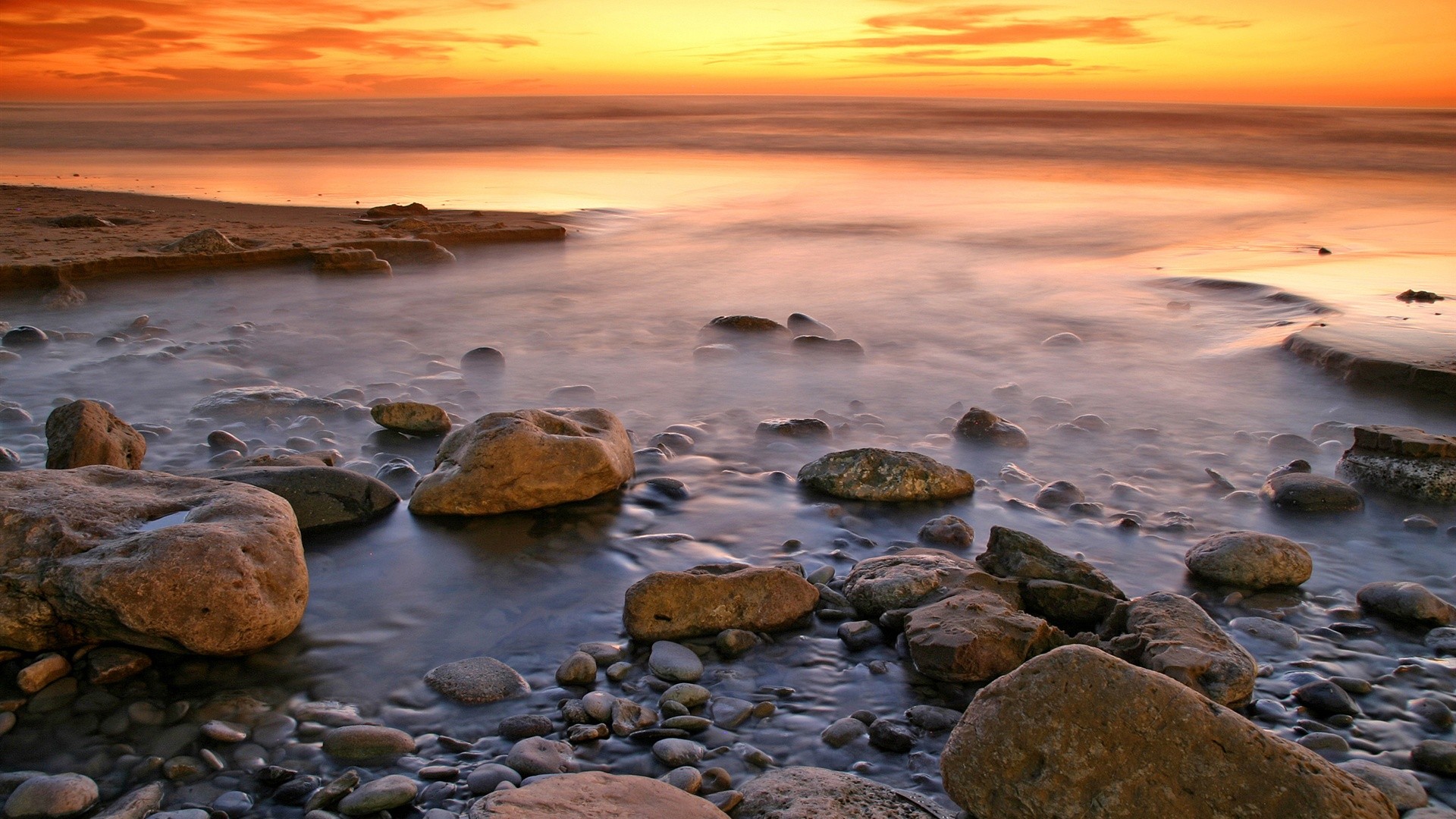 Beaches: Rocks Coast Mist Sea Shore Ocean Beach Landscape Sunset ...
