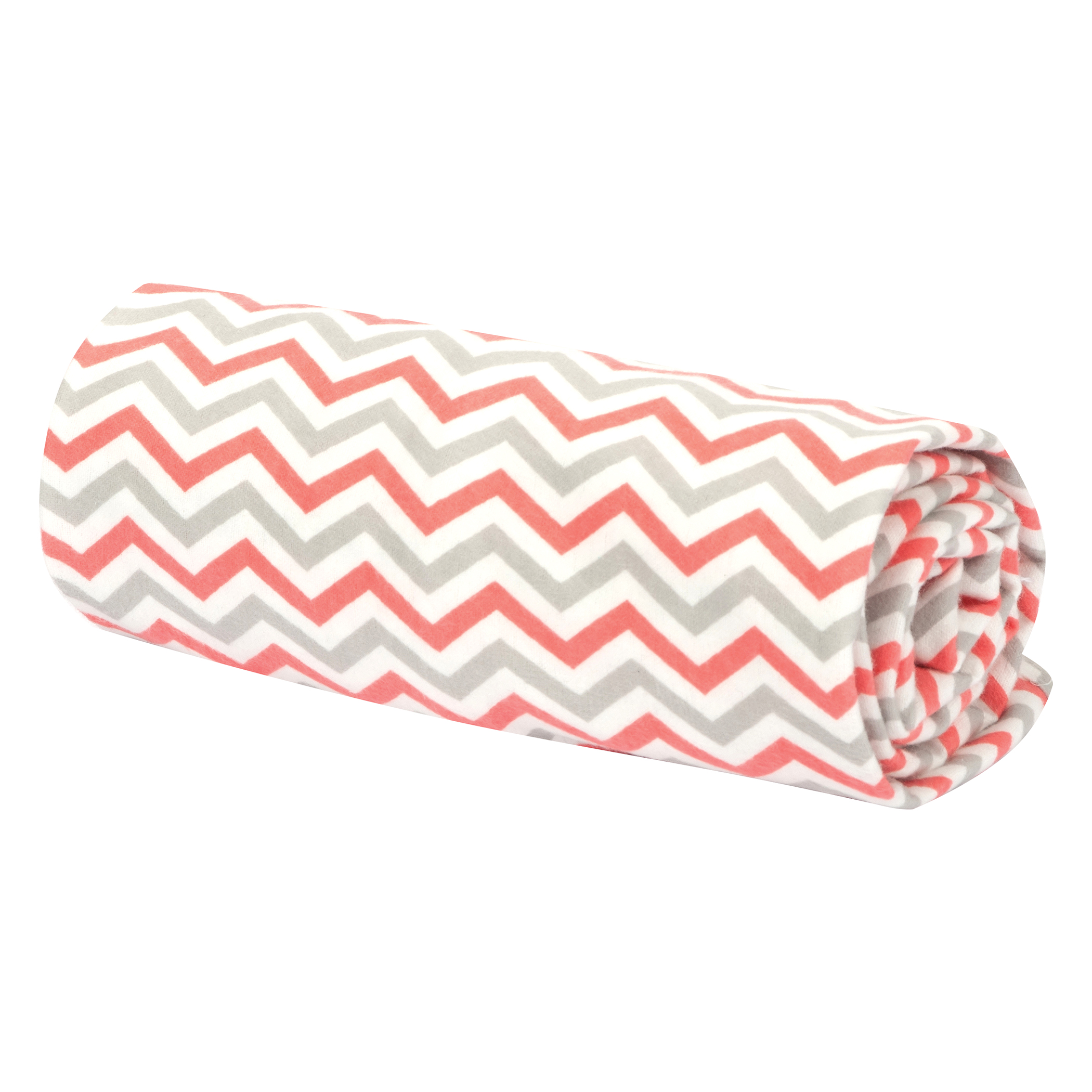 Coral & Gray Flannel Swaddle Blanket - Trend Lab