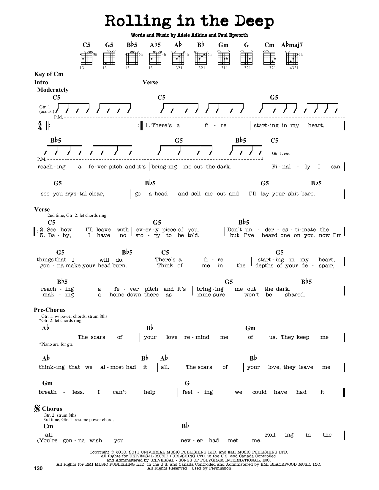 Rolling In The Deep sheet music by Adele (Guitar Lead Sheet – 163736)